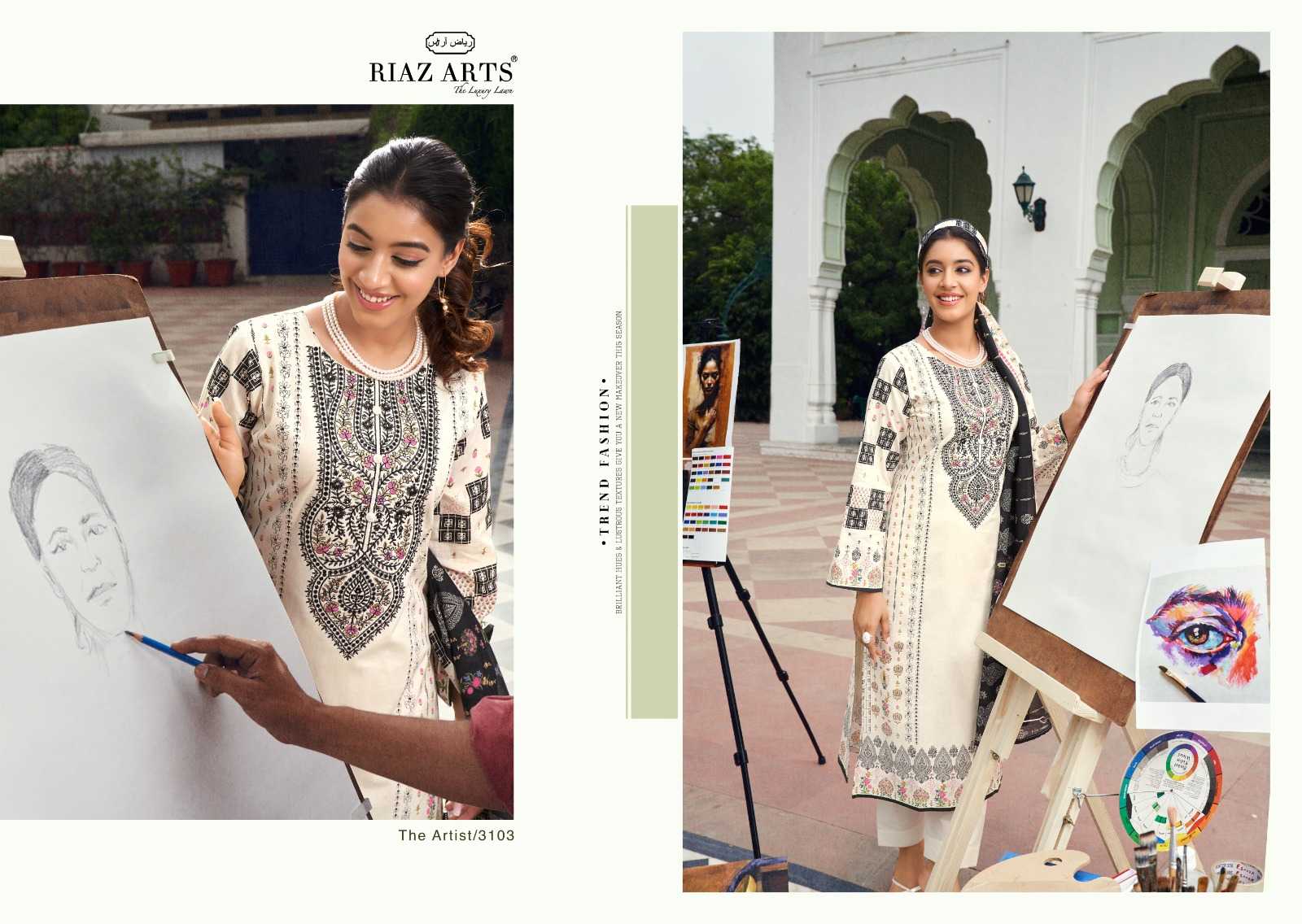Riaz Arts The Artist Karachi Lawn Printed Dress Material Wholesale catalog