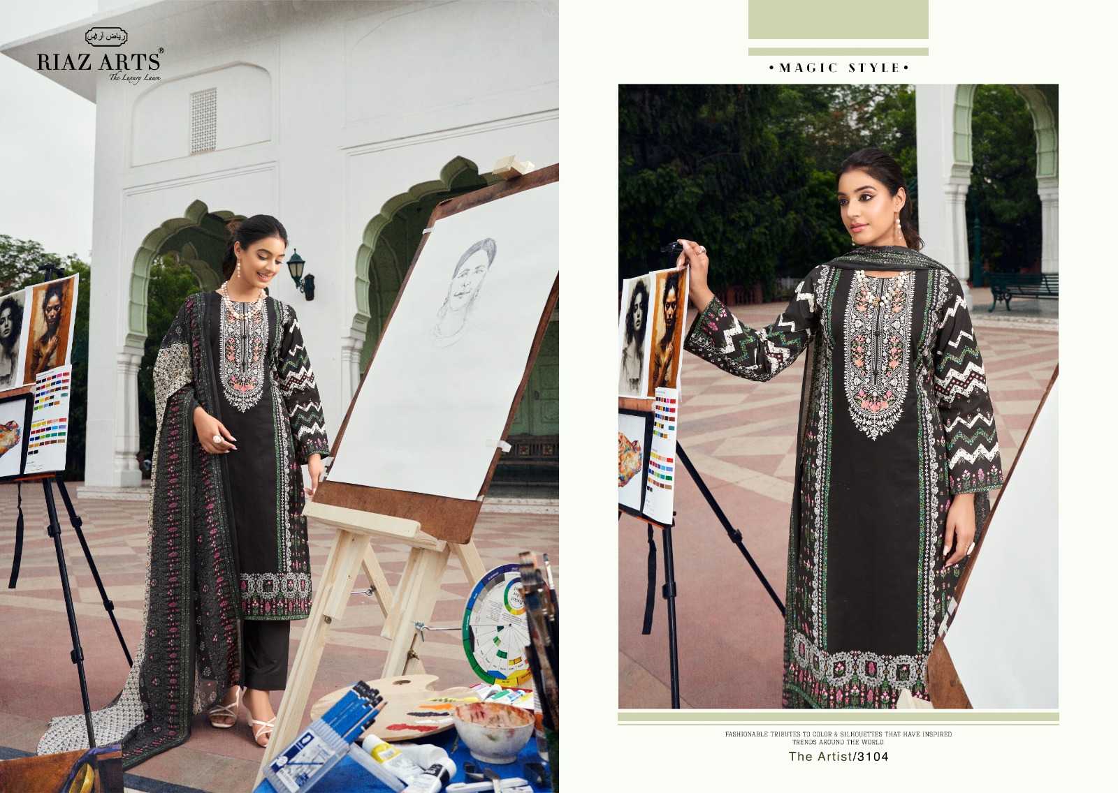 Riaz Arts The Artist Karachi Lawn Printed Dress Material Wholesale catalog