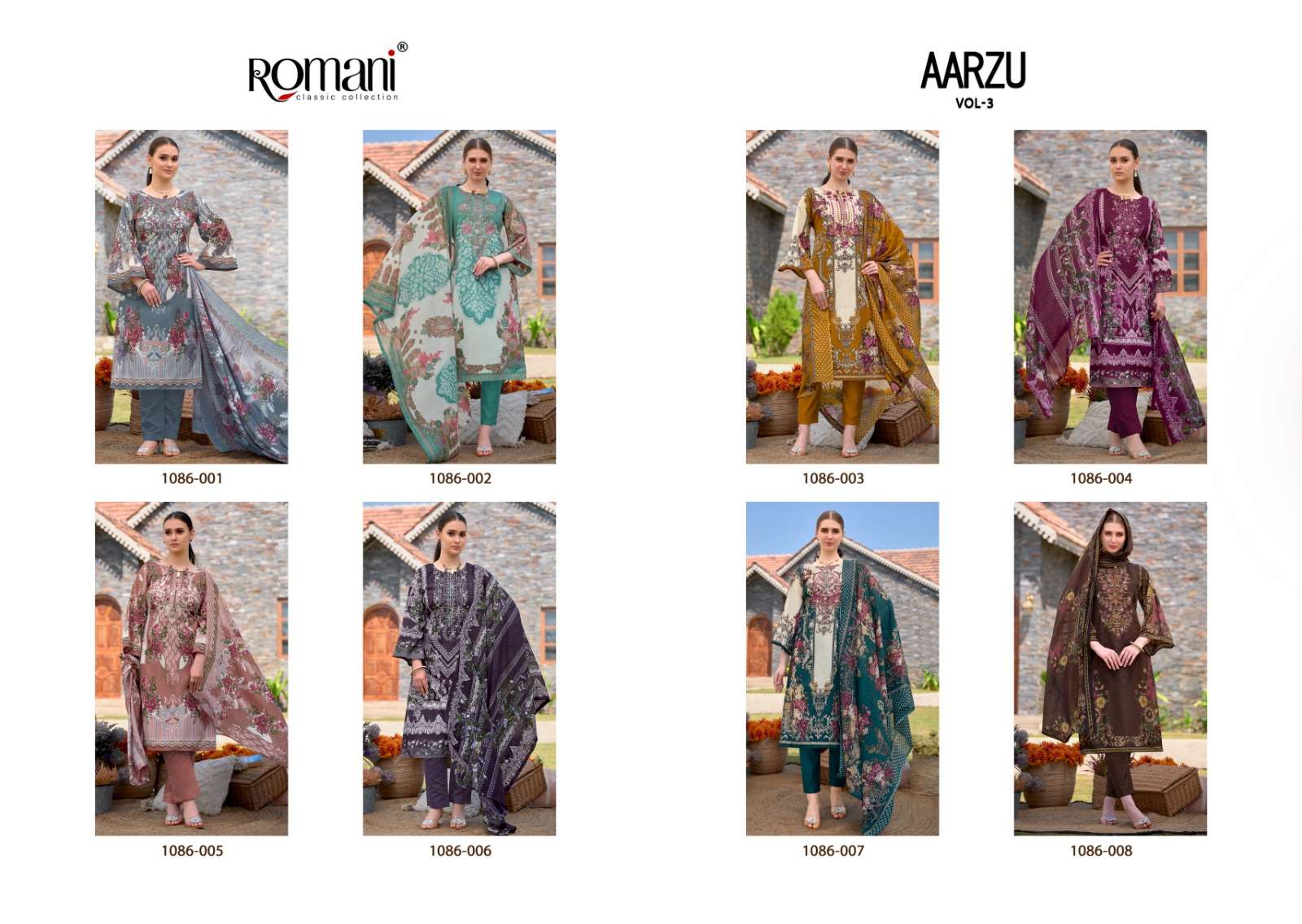 Romani Aarzu Vol 3 Soft Cotton Dress Material Wholesale catalog