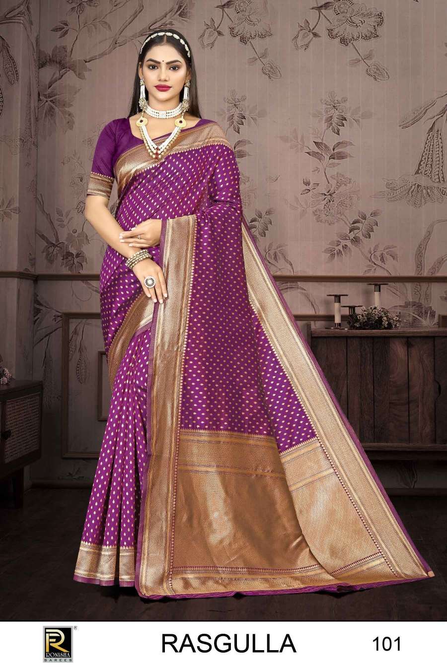 Ronisha Rasgulla  Banarasi Silk Saree Wholesale catalog