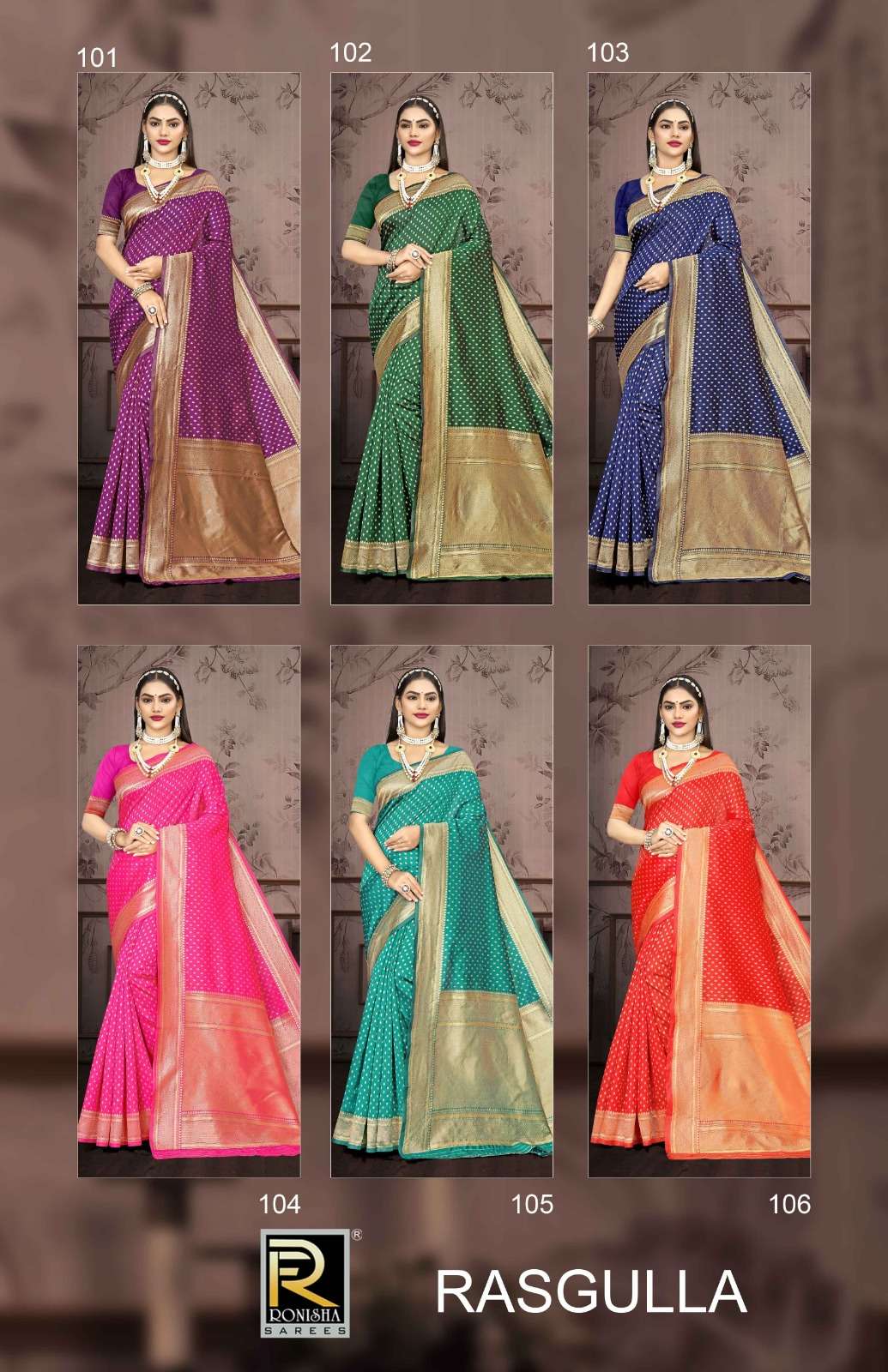 Ronisha Rasgulla  Banarasi Silk Saree Wholesale catalog