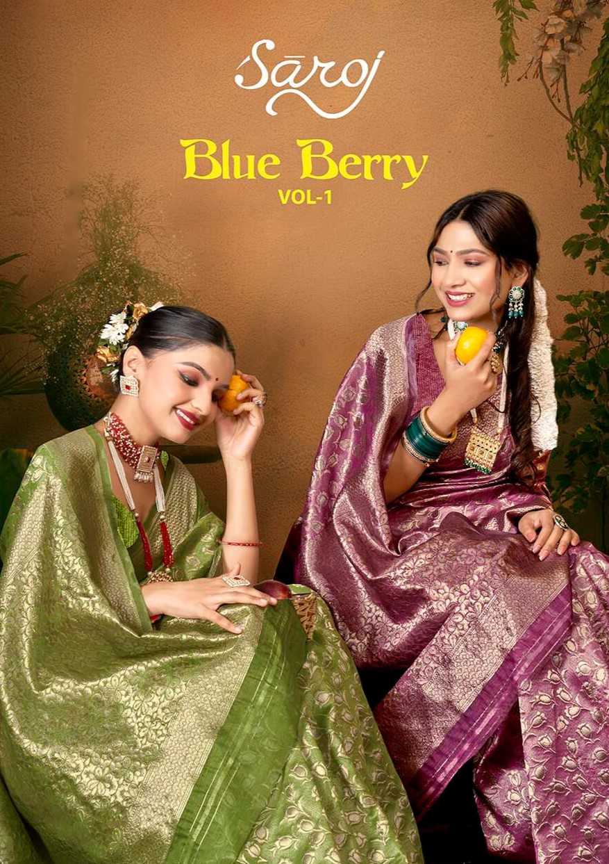 Saroj Blue Berry Vol.1 Soft cotton silk rich pallu Saree Wholesale catalog    