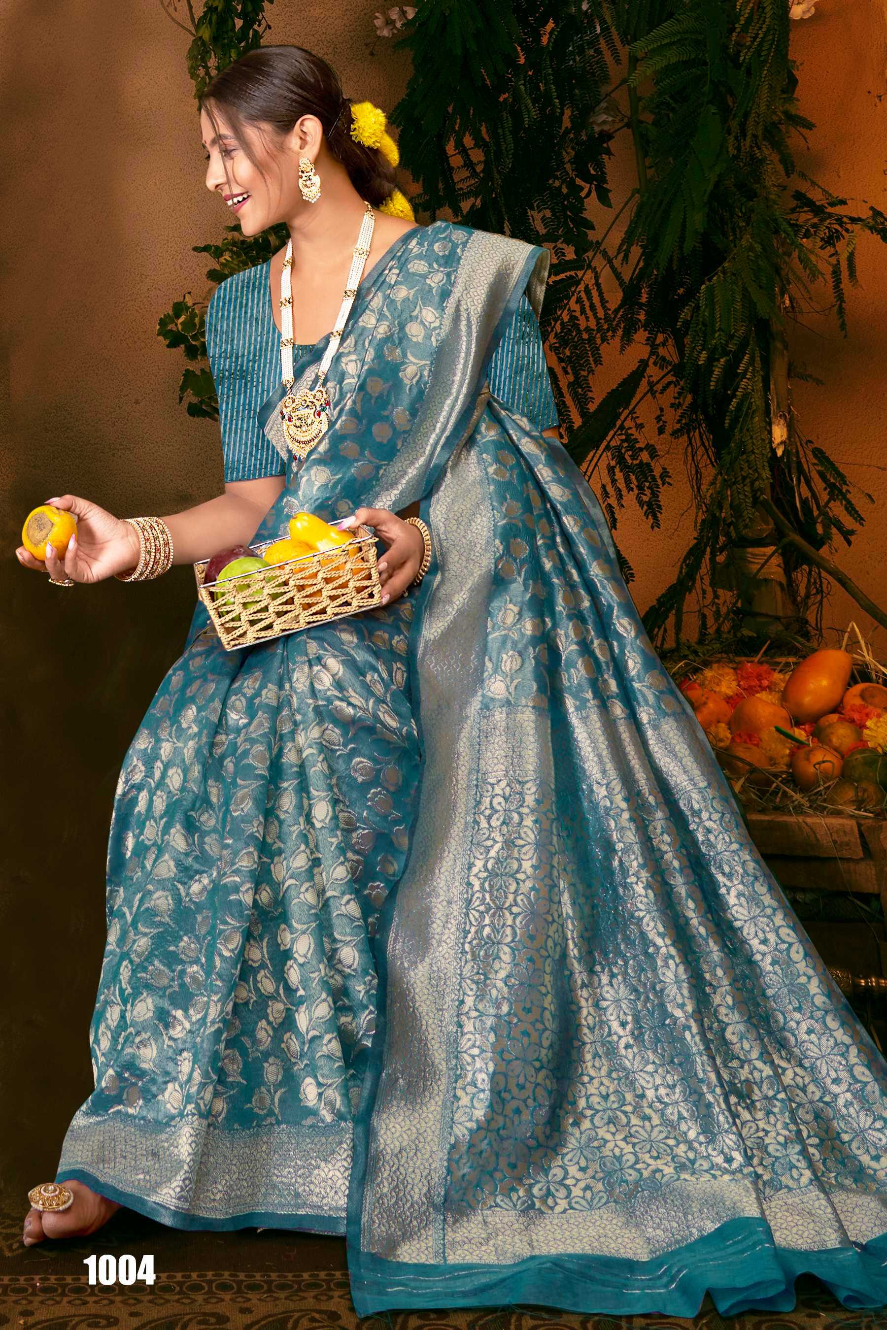 Saroj Blue Berry Vol.1 Soft cotton silk rich pallu Saree Wholesale catalog    