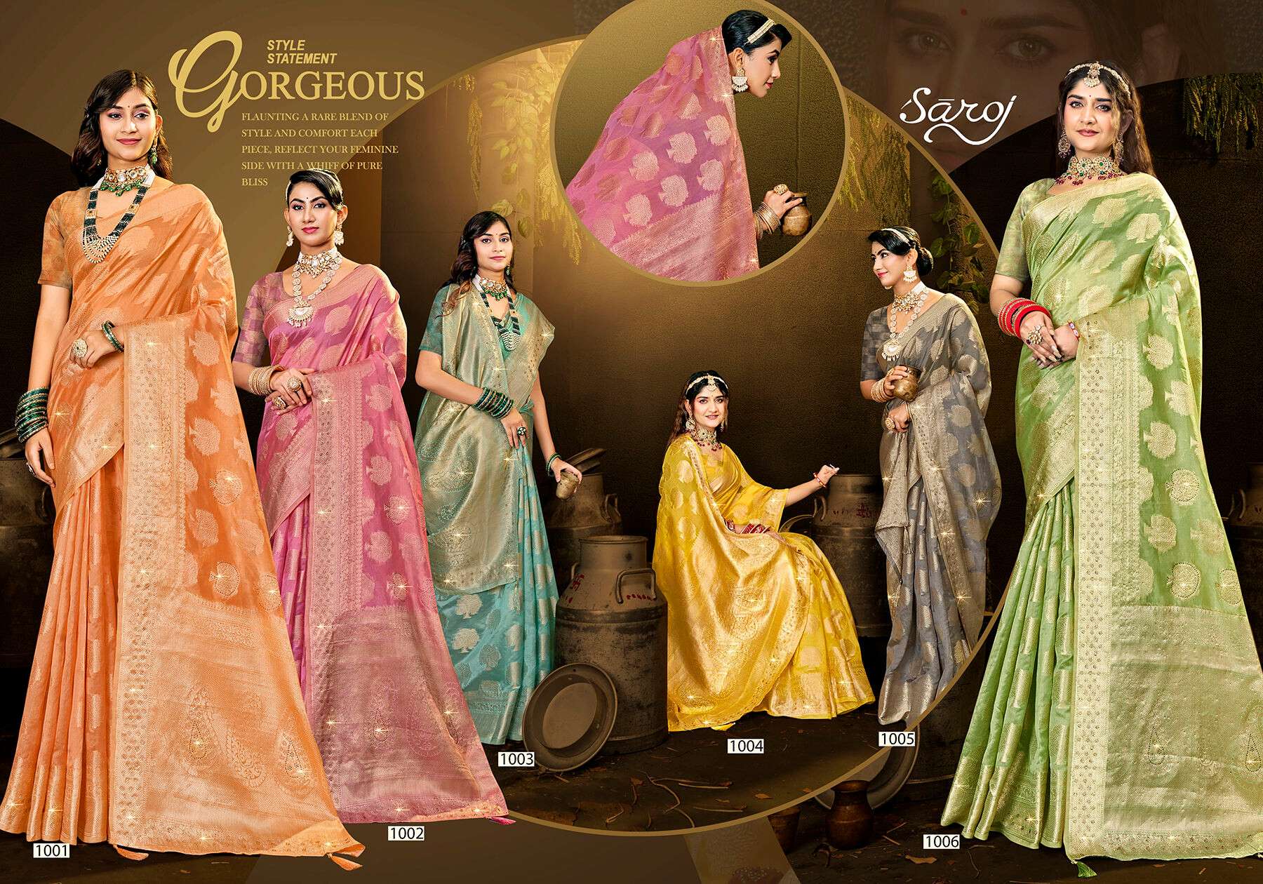 Saroj Blue Bird Vol - 4 Cotton silk with swarovski Saree Wholesale catalog    