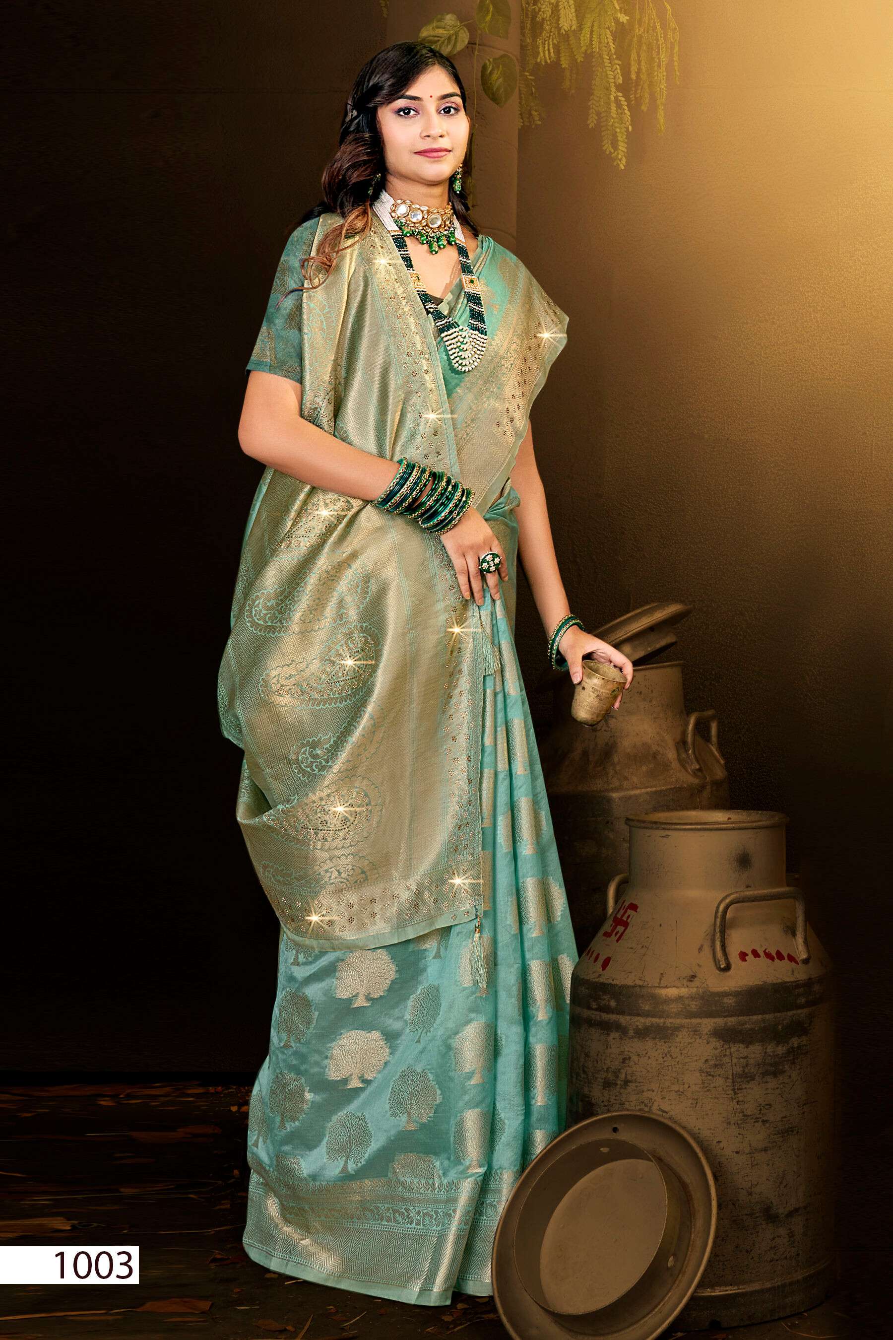 Saroj Blue Bird Vol - 4 Cotton silk with swarovski Saree Wholesale catalog    