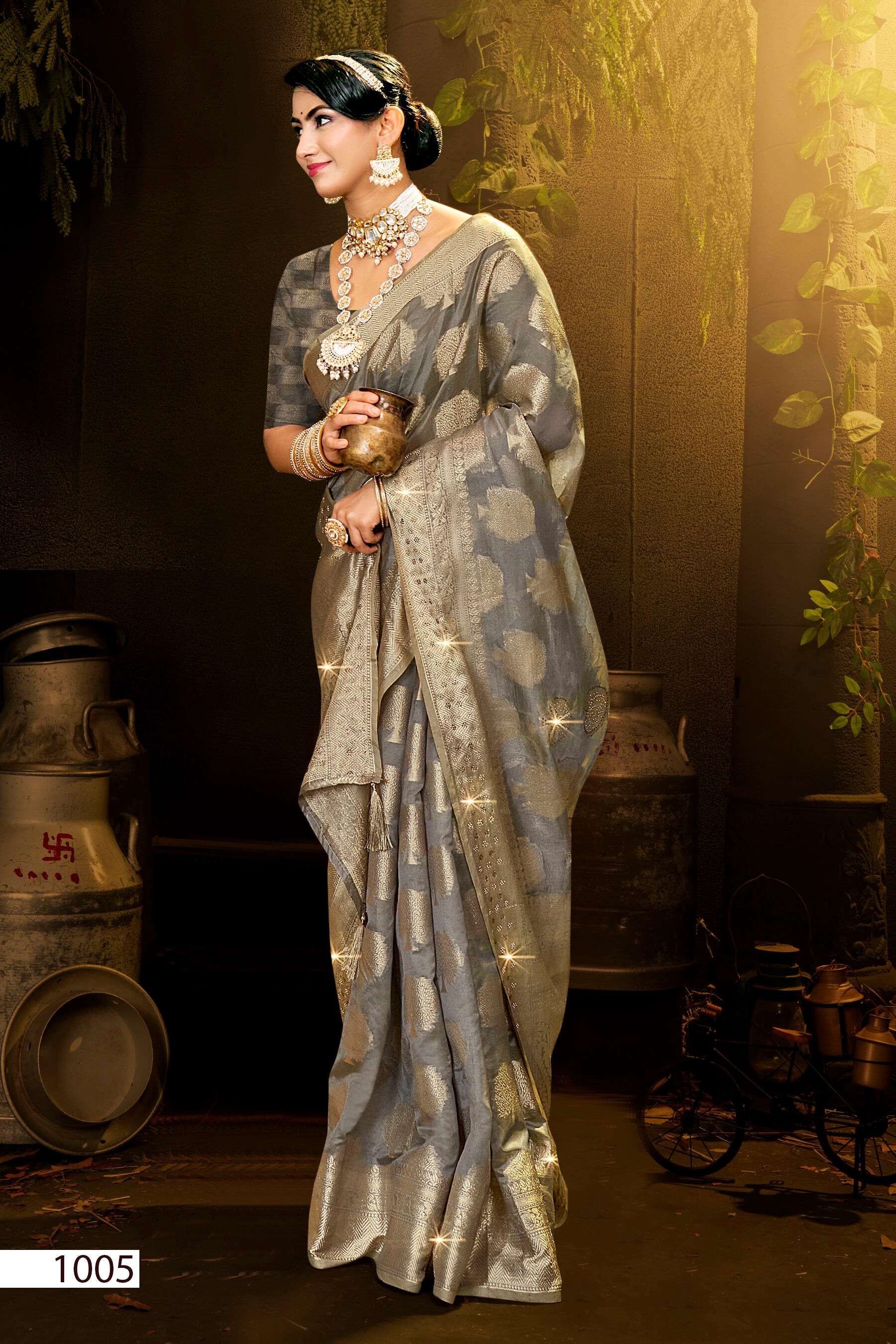 Saroj Blue Bird Vol - 4 Cotton silk with swarovski Saree Wholesale catalog    