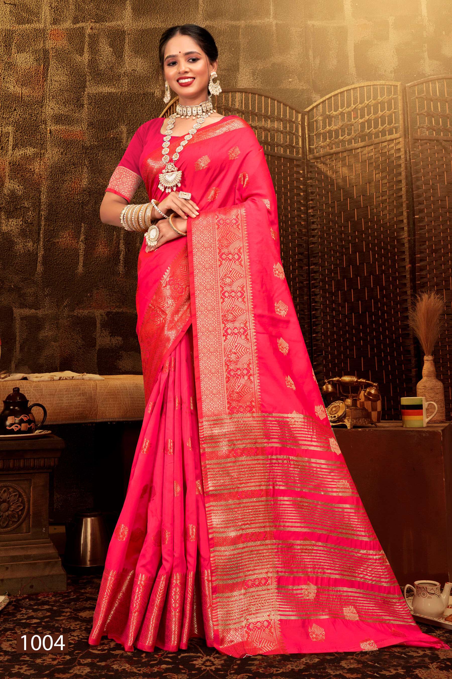 Saroj Jannat Vol.1 Soft silk saree chit pallu Saree Wholesale catalog    