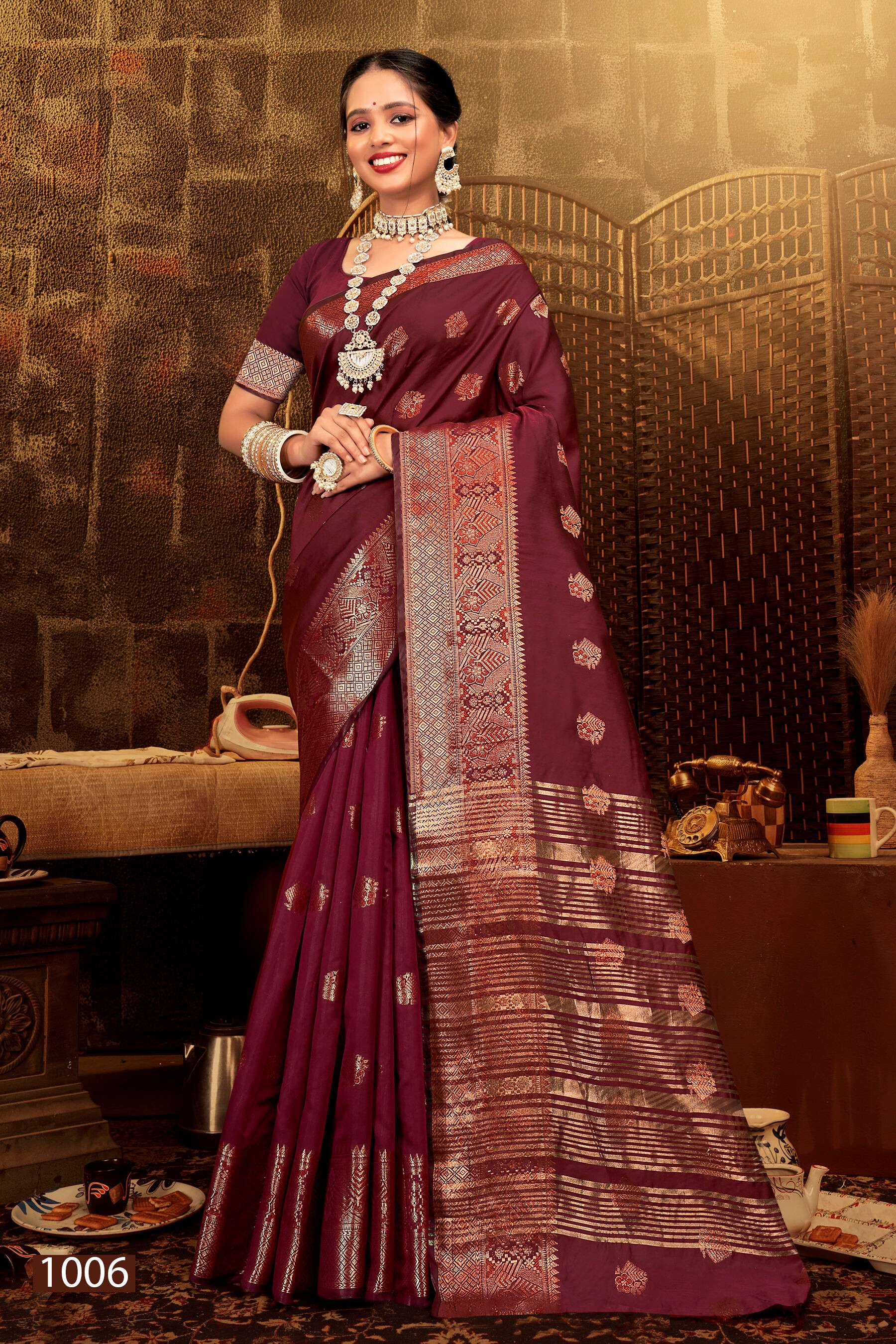 Saroj Jannat Vol.1 Soft silk saree chit pallu Saree Wholesale catalog    