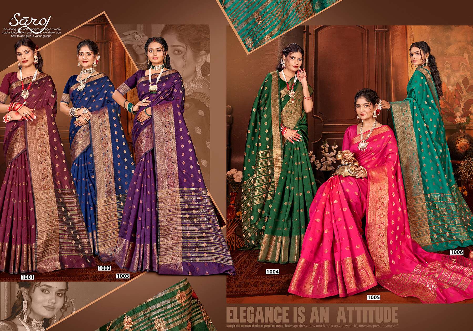 Saroj Jannat Vol.4 Soft silk saree chit pallu Saree Wholesale catalog    