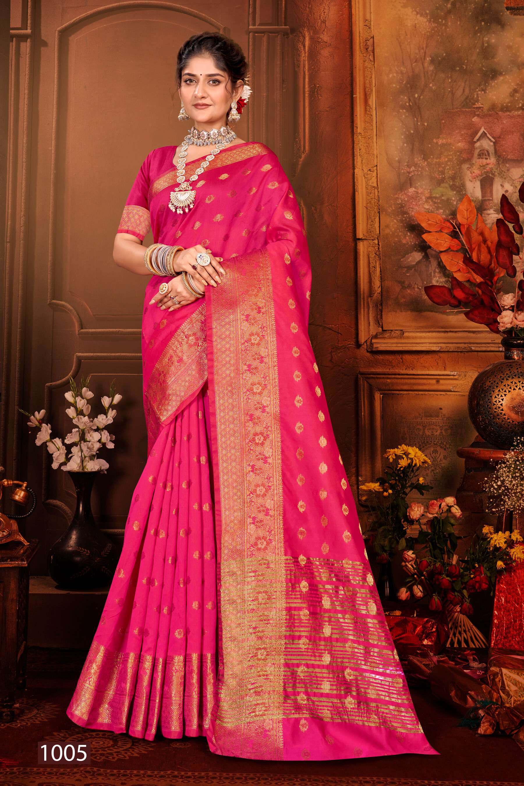 Saroj Jannat Vol.4 Soft silk saree chit pallu Saree Wholesale catalog    