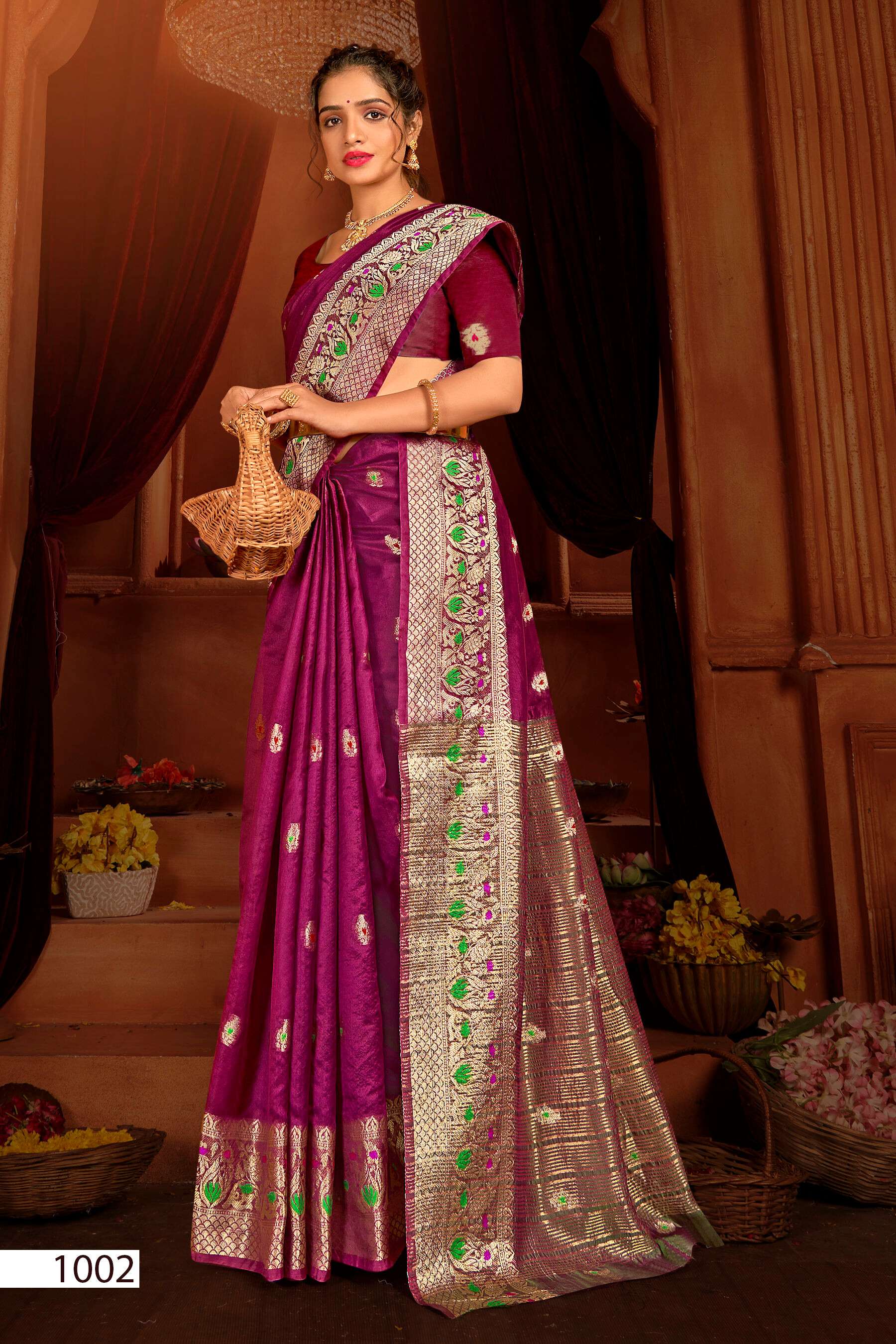 Saroj Prem Kahani Vol.2 organza chit pallu Saree Wholesale catalog    