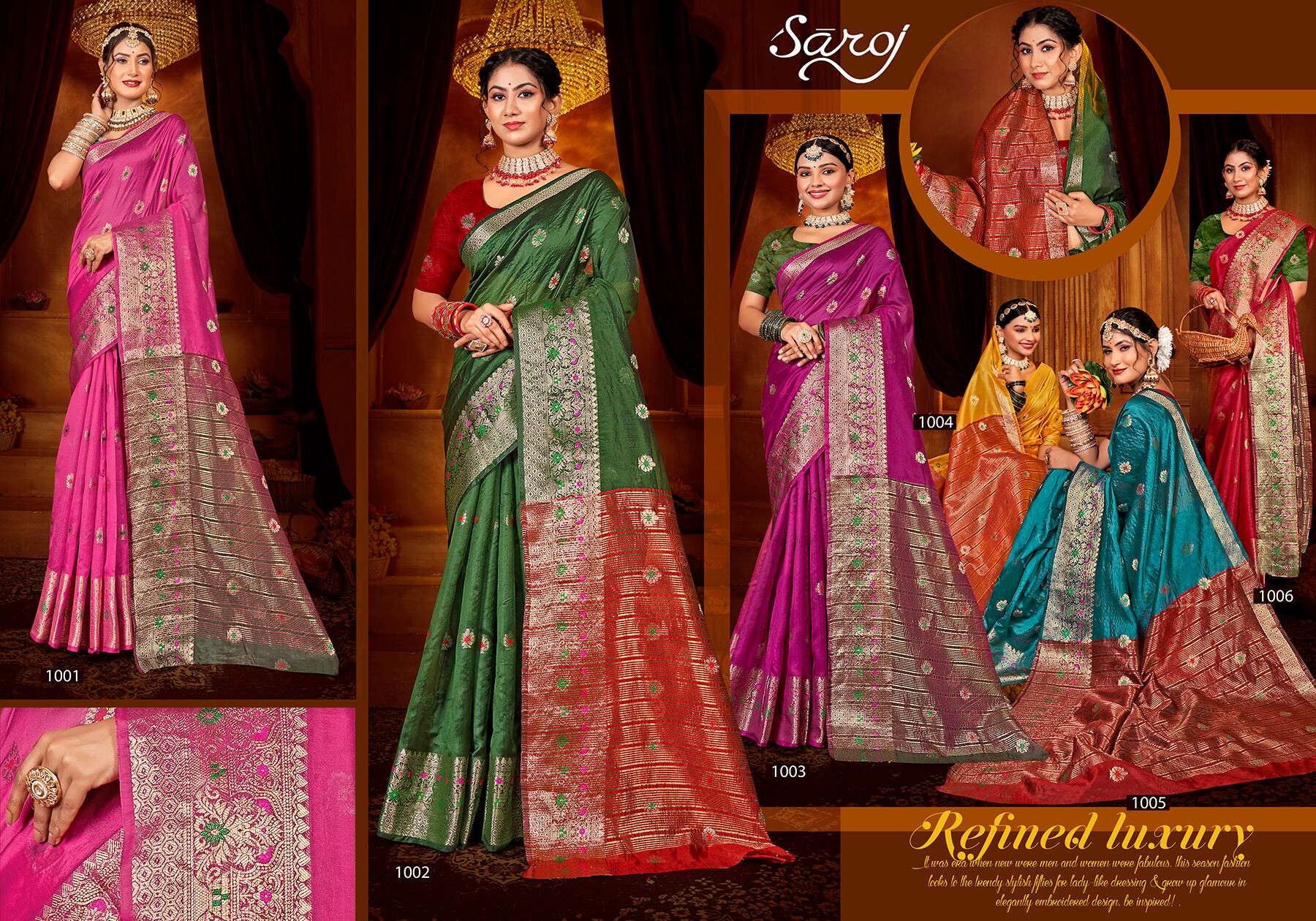 Saroj Prem Kahani Vol.3 organza chit pallu Wholesale catalog    