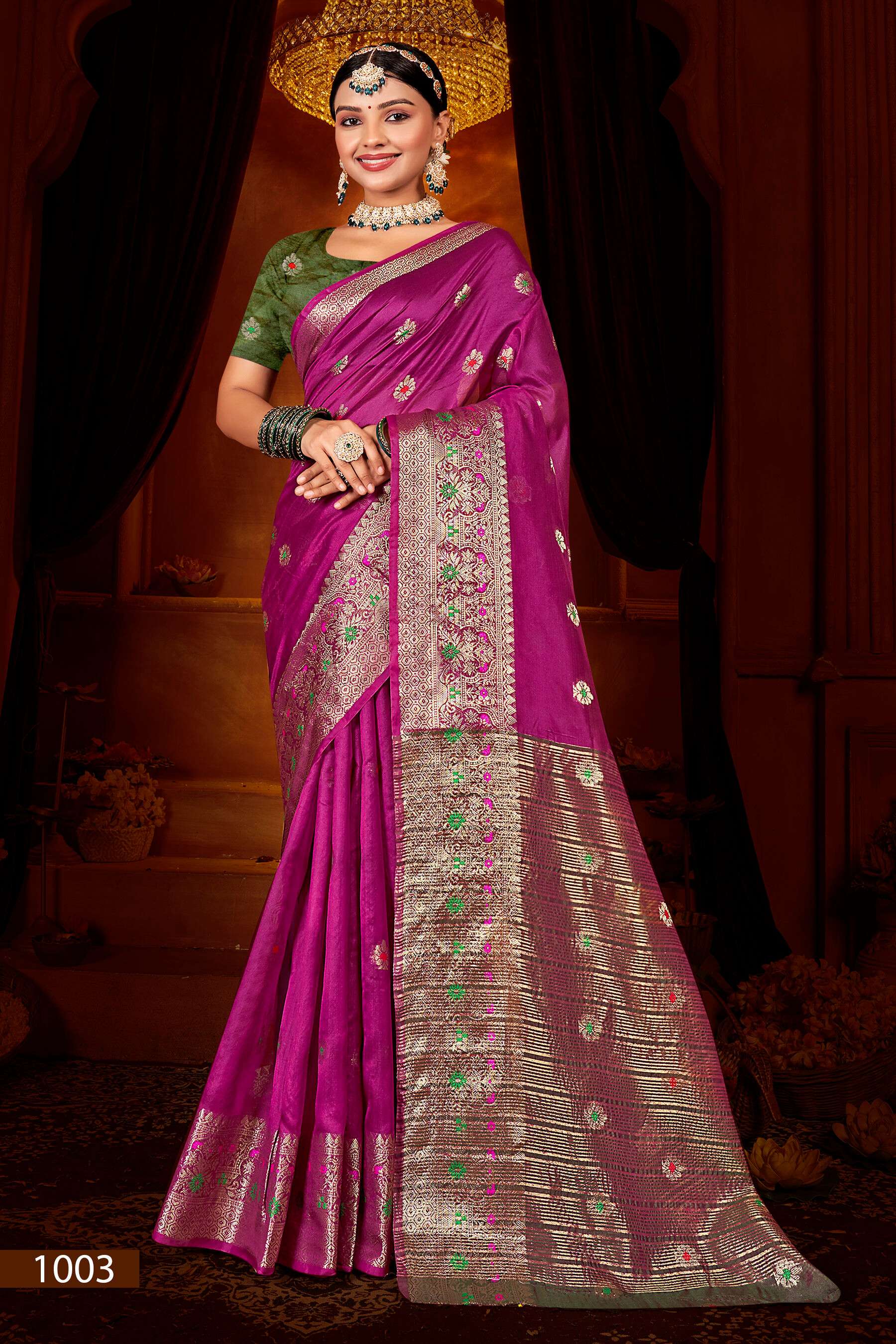 Saroj Prem Kahani Vol.3 organza chit pallu Wholesale catalog    