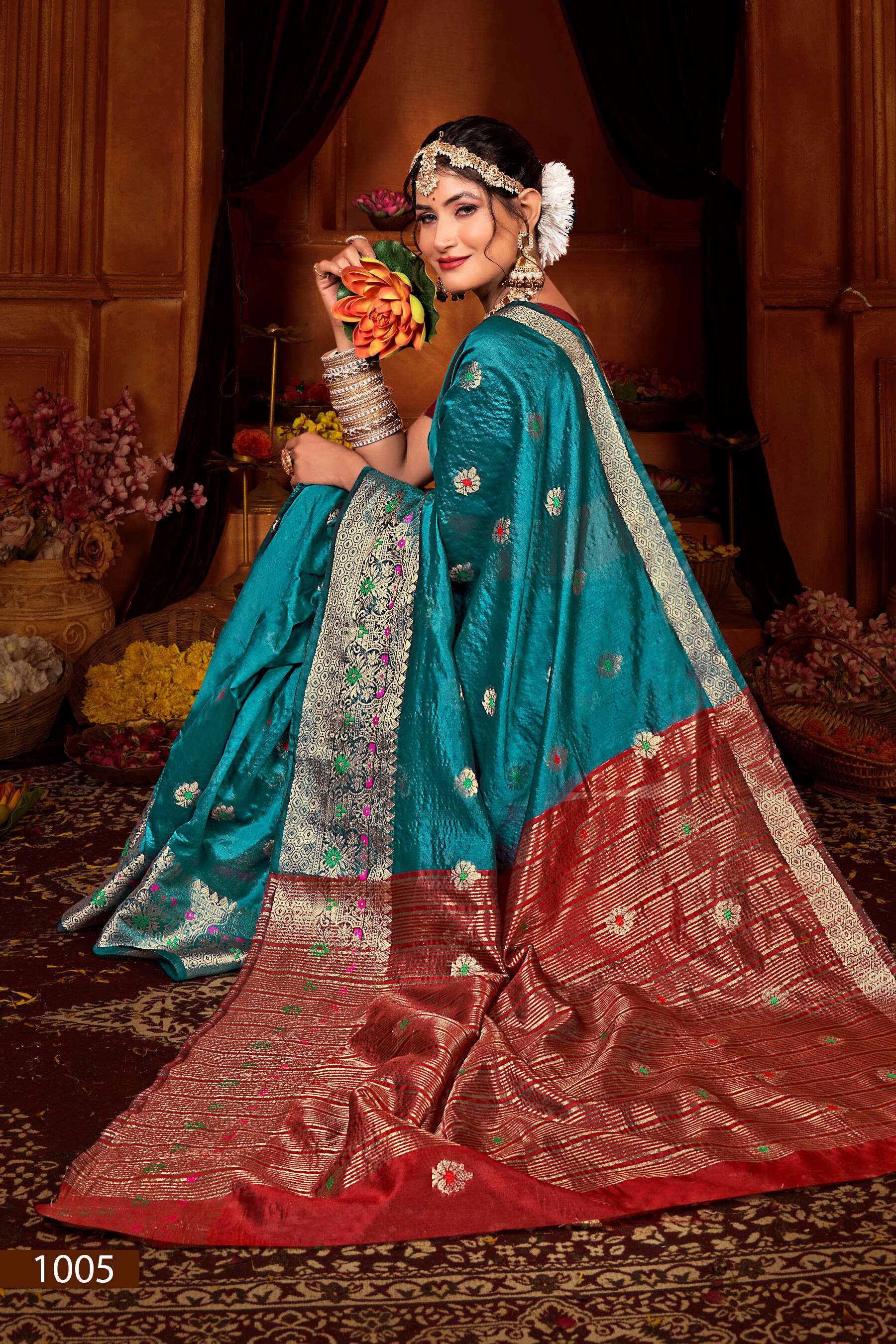 Saroj Prem Kahani Vol.3 organza chit pallu Wholesale catalog    