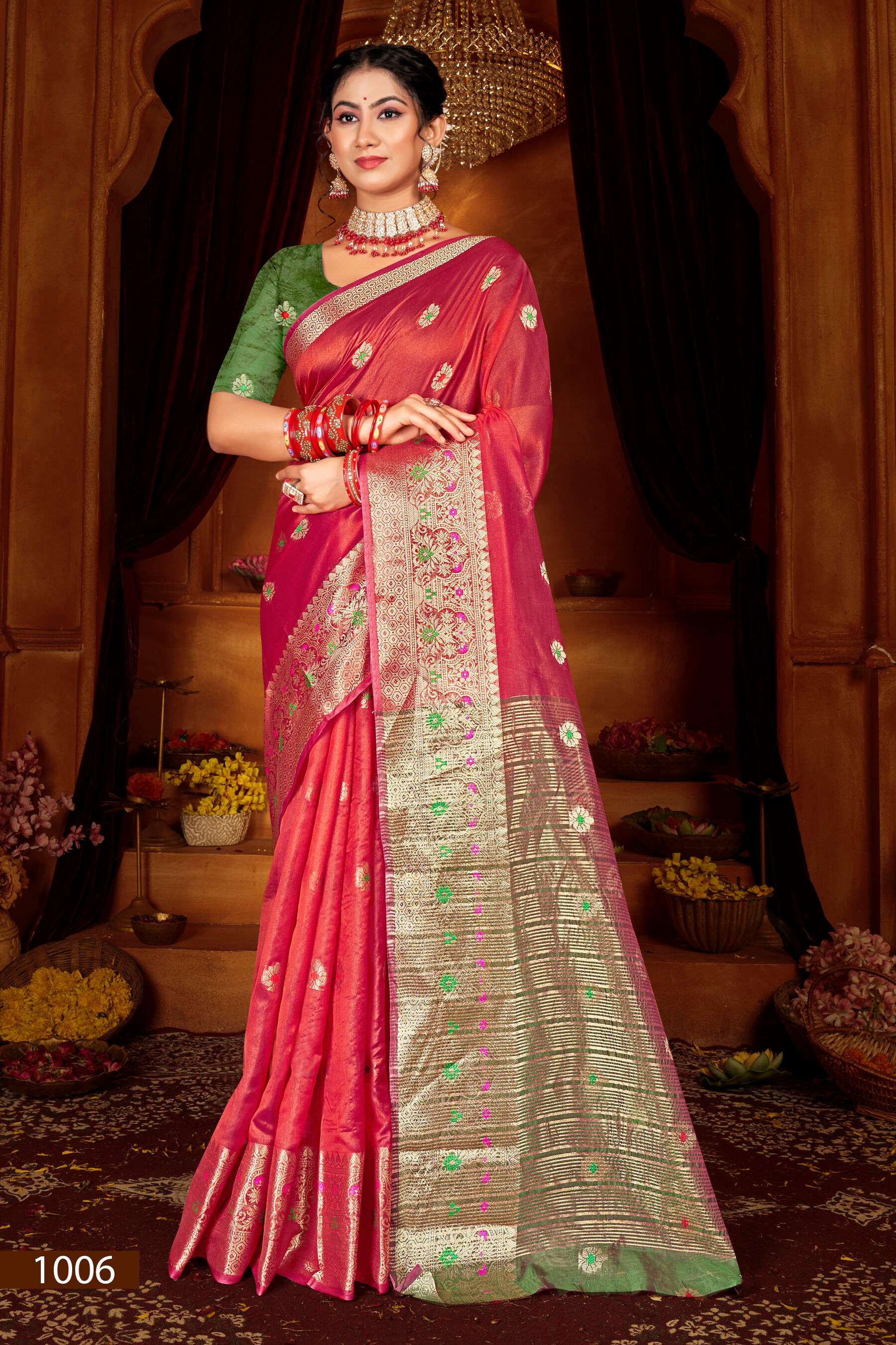 Saroj Prem Kahani Vol.3 organza chit pallu Wholesale catalog    