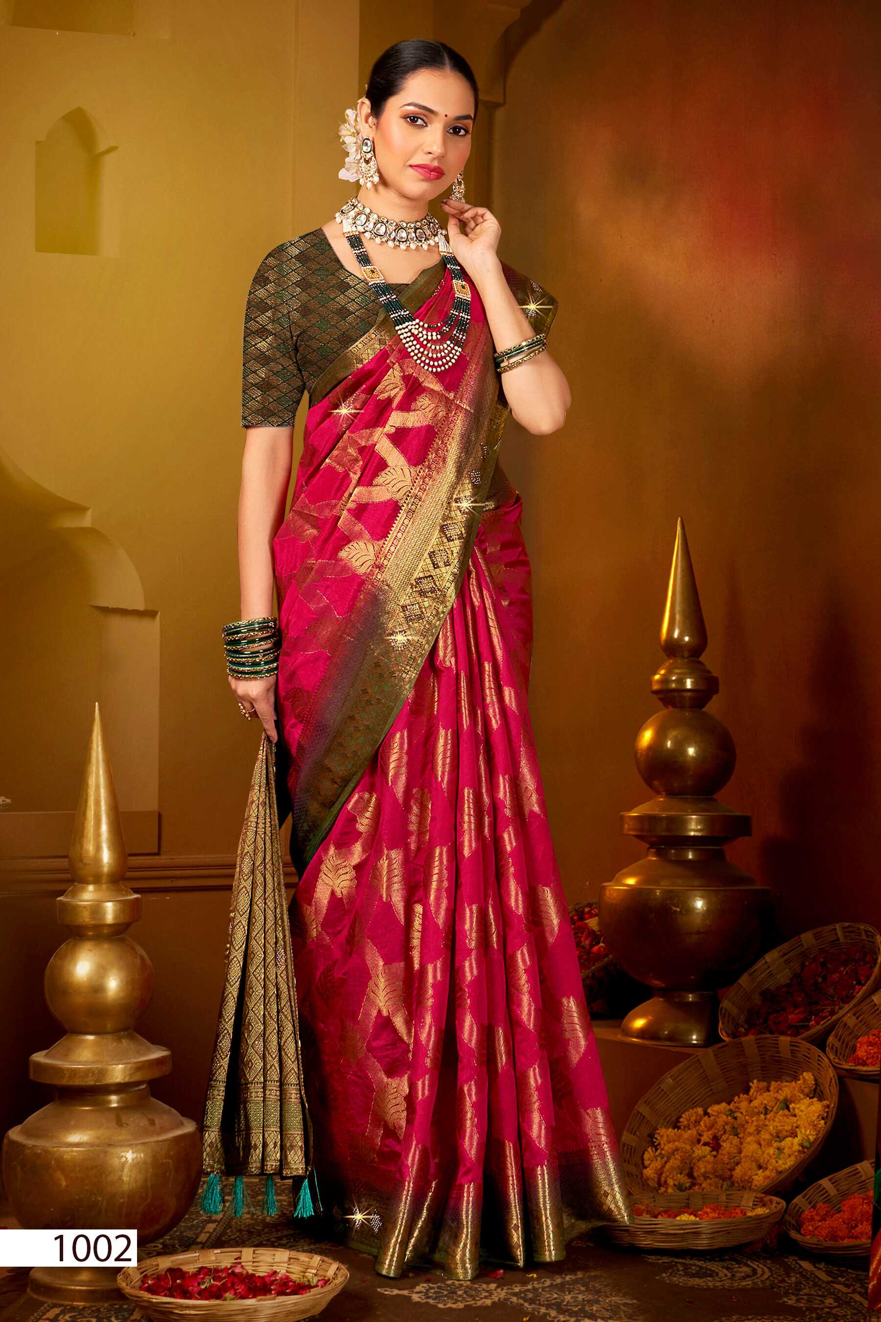 Saroj Tanak Tara Vol.3 Soft dolla silk with heavy swarovski work rich pallu saree Wholesale catalog    