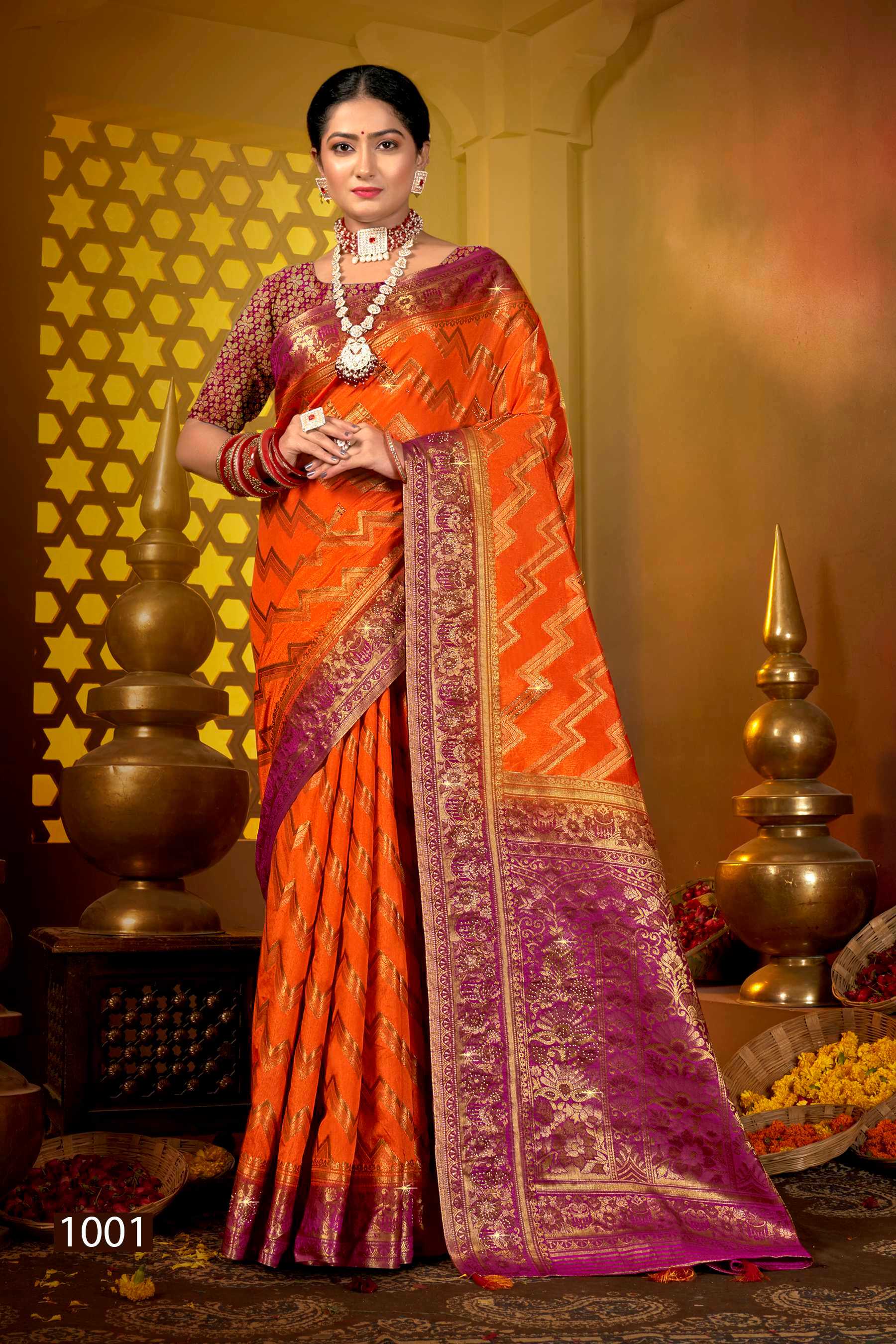 Saroj Tanak Tara Vol.4 Soft dolla silk with heavy swarovski work rich pallu saree Wholesale catalog    