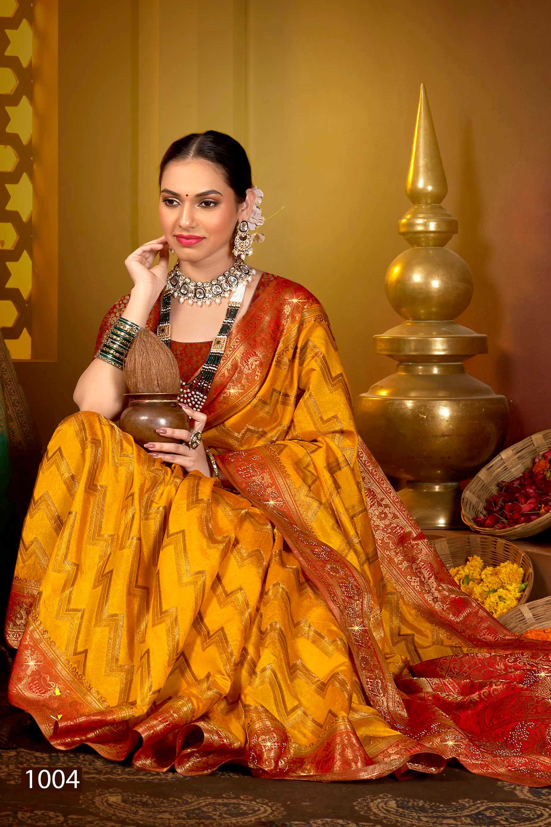 Saroj Tanak Tara Vol.4 Soft dolla silk with heavy swarovski work rich pallu saree Wholesale catalog    
