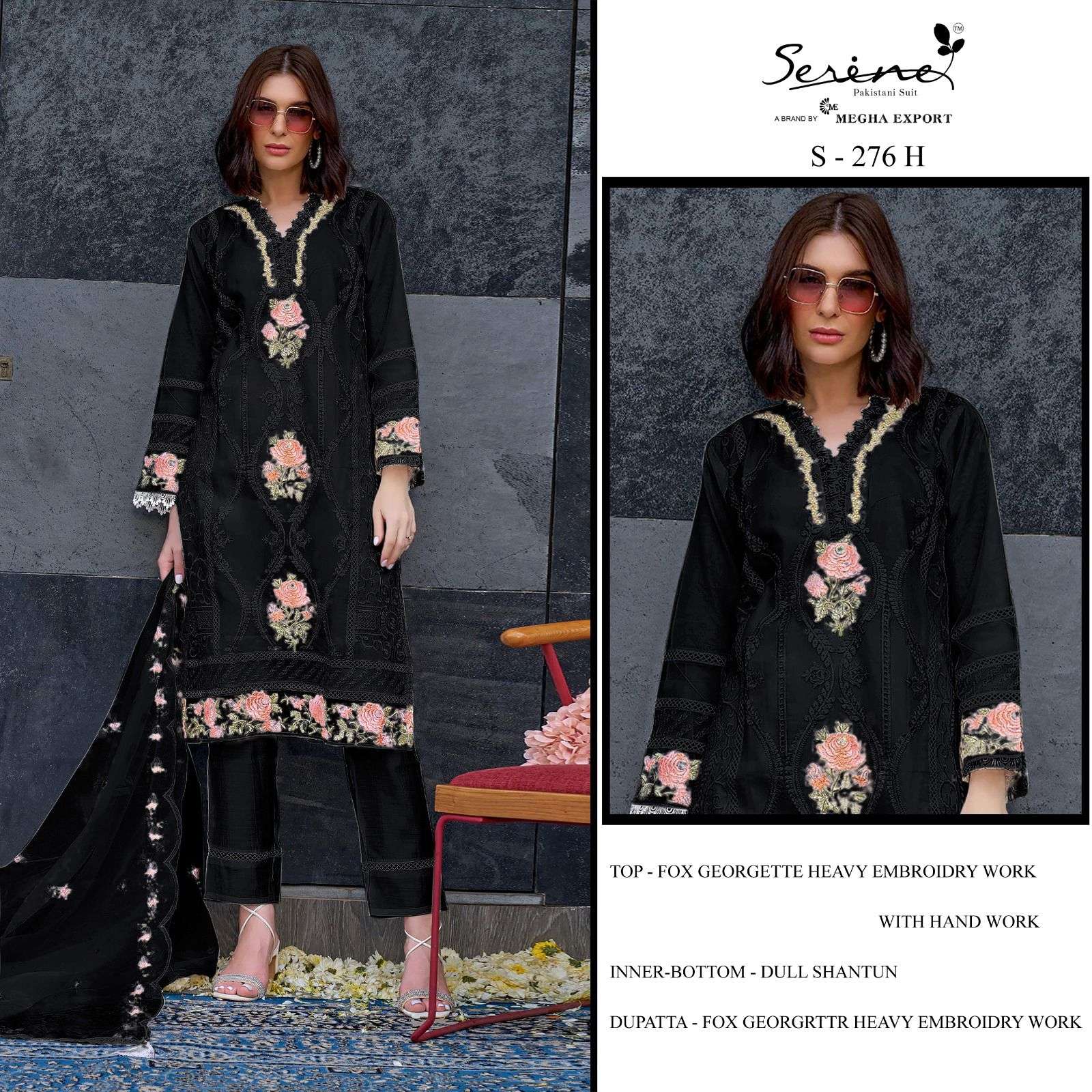 Serine S 276 E To H Georgette Salwar Suits Wholesale catalog