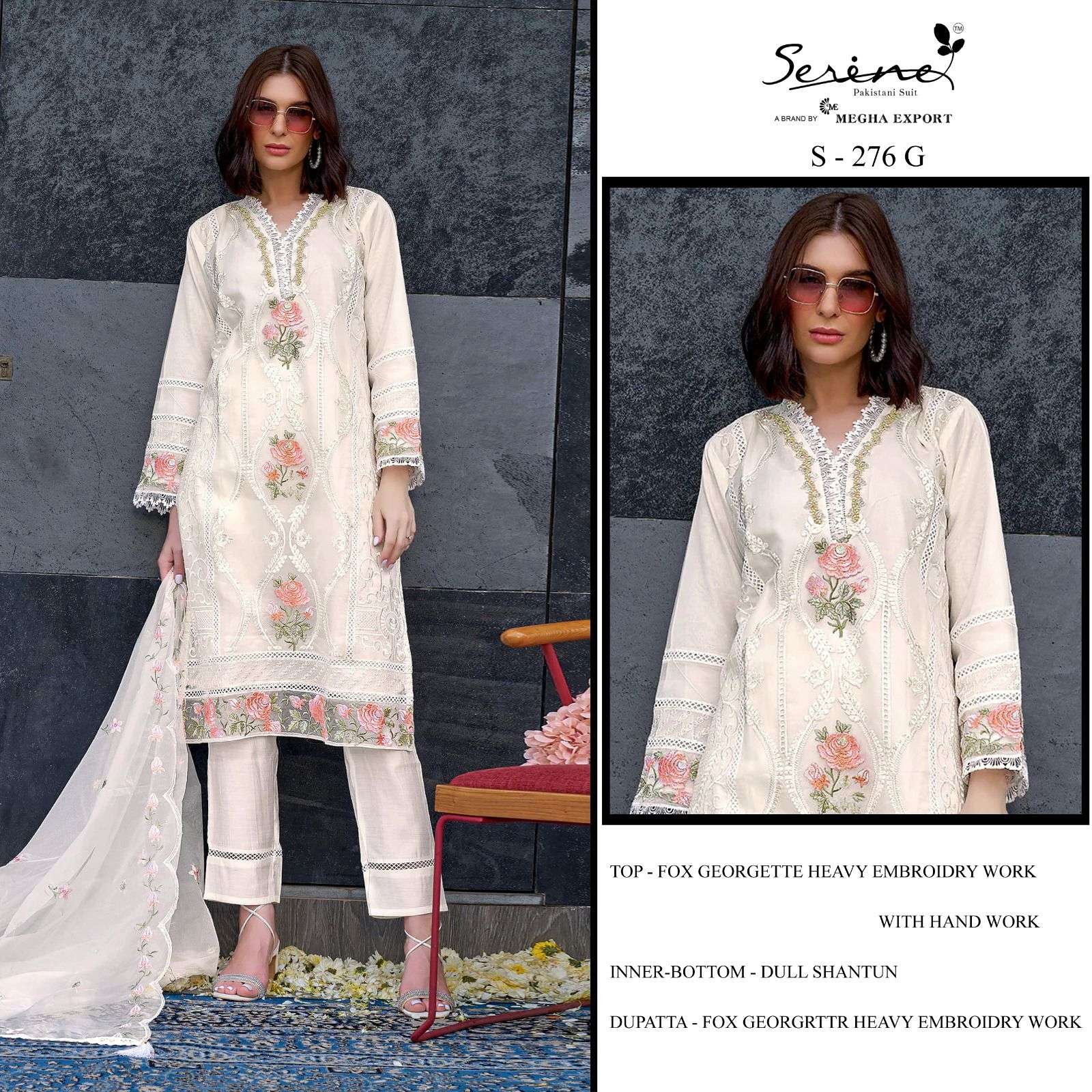 Serine S 276 E To H Georgette Salwar Suits Wholesale catalog
