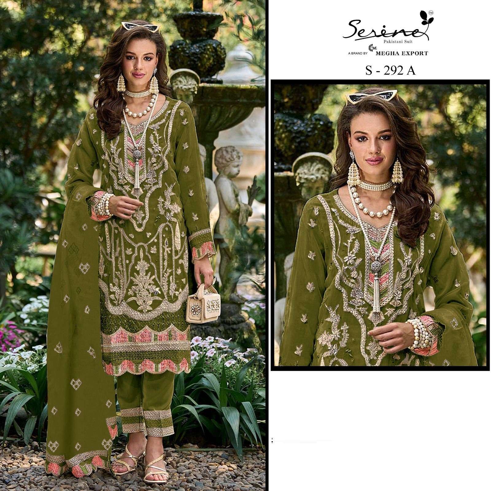Serine S 292 A To D Organza Pakistani Suits Wholesale catalog
