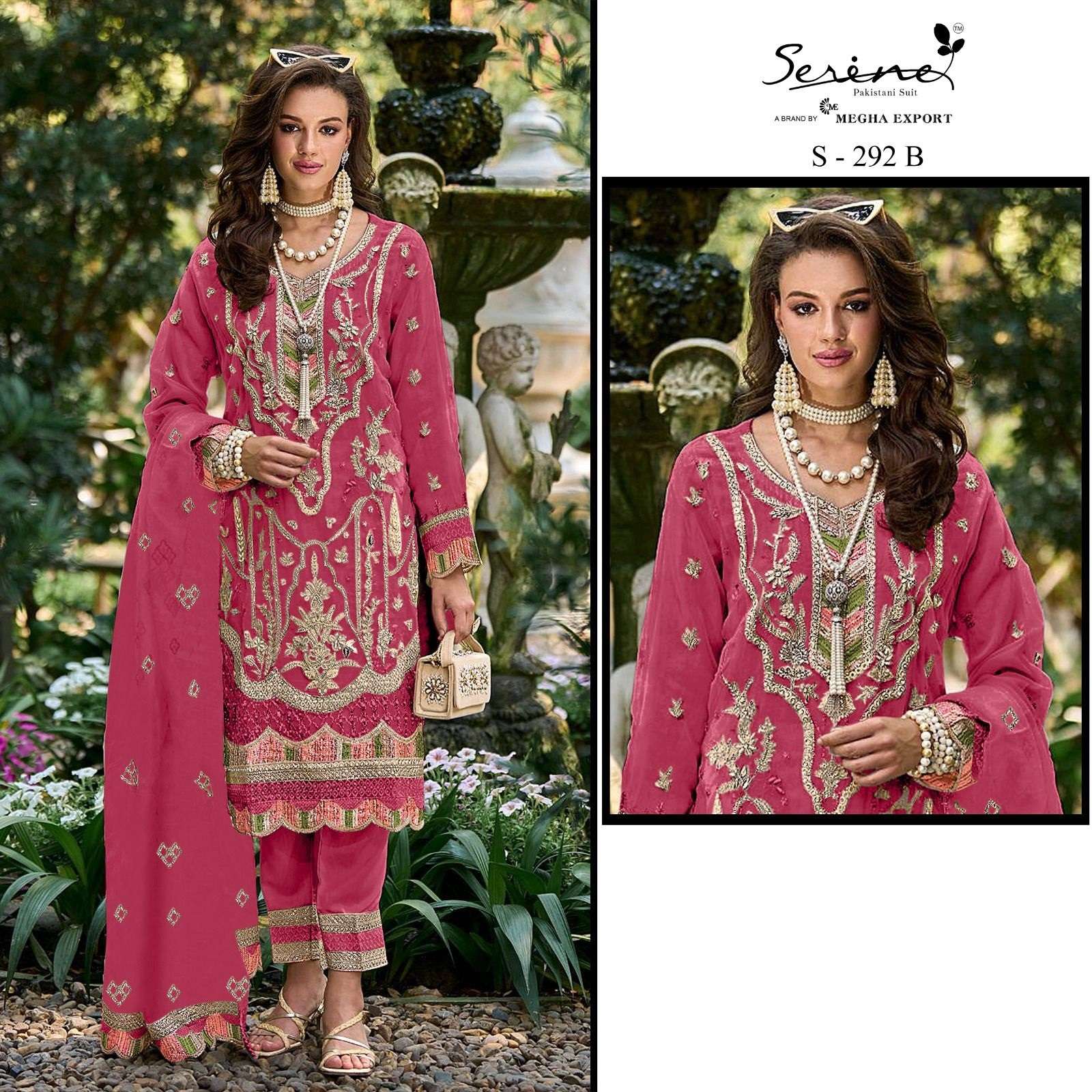 Serine S 292 A To D Organza Pakistani Suits Wholesale catalog