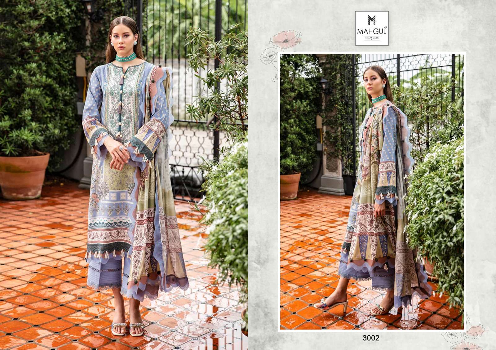 Shraddha Nx Maghul Queen Court 3 Cotton Dupatta Pakistani Suits Wholesale catalog