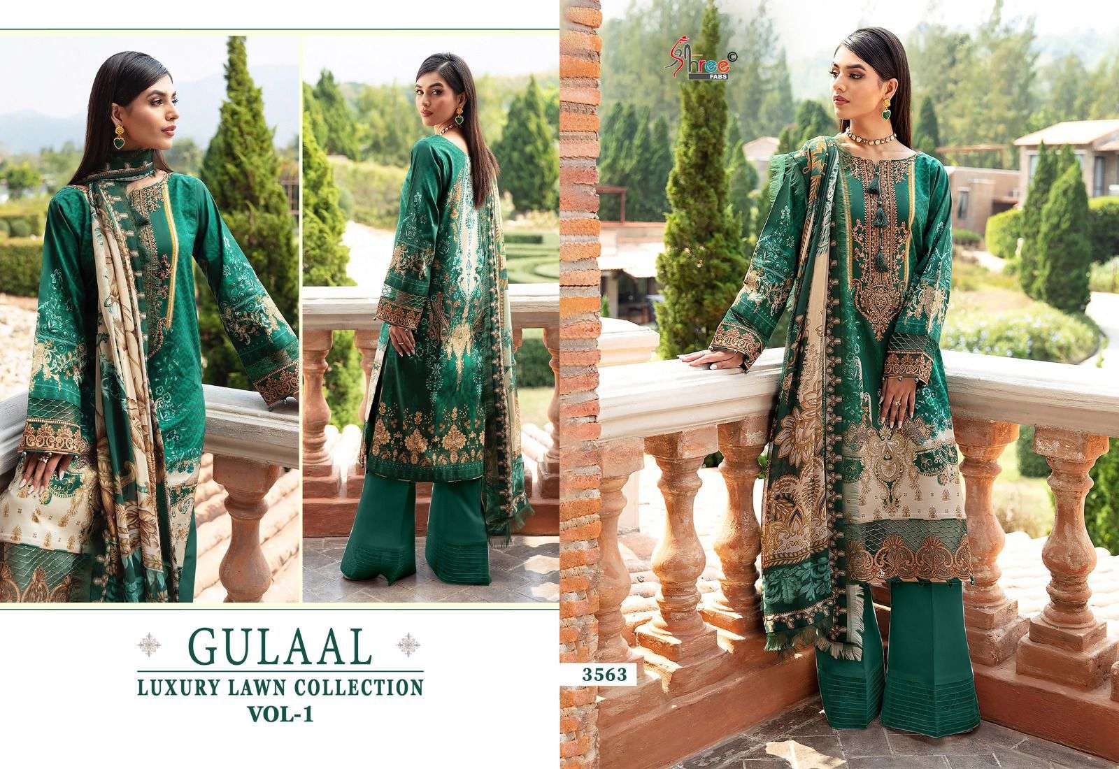Shree Gulaal Luxury Lawn Vol 1 Cotton Dupatta Pakistani Suit Wholesale catalog