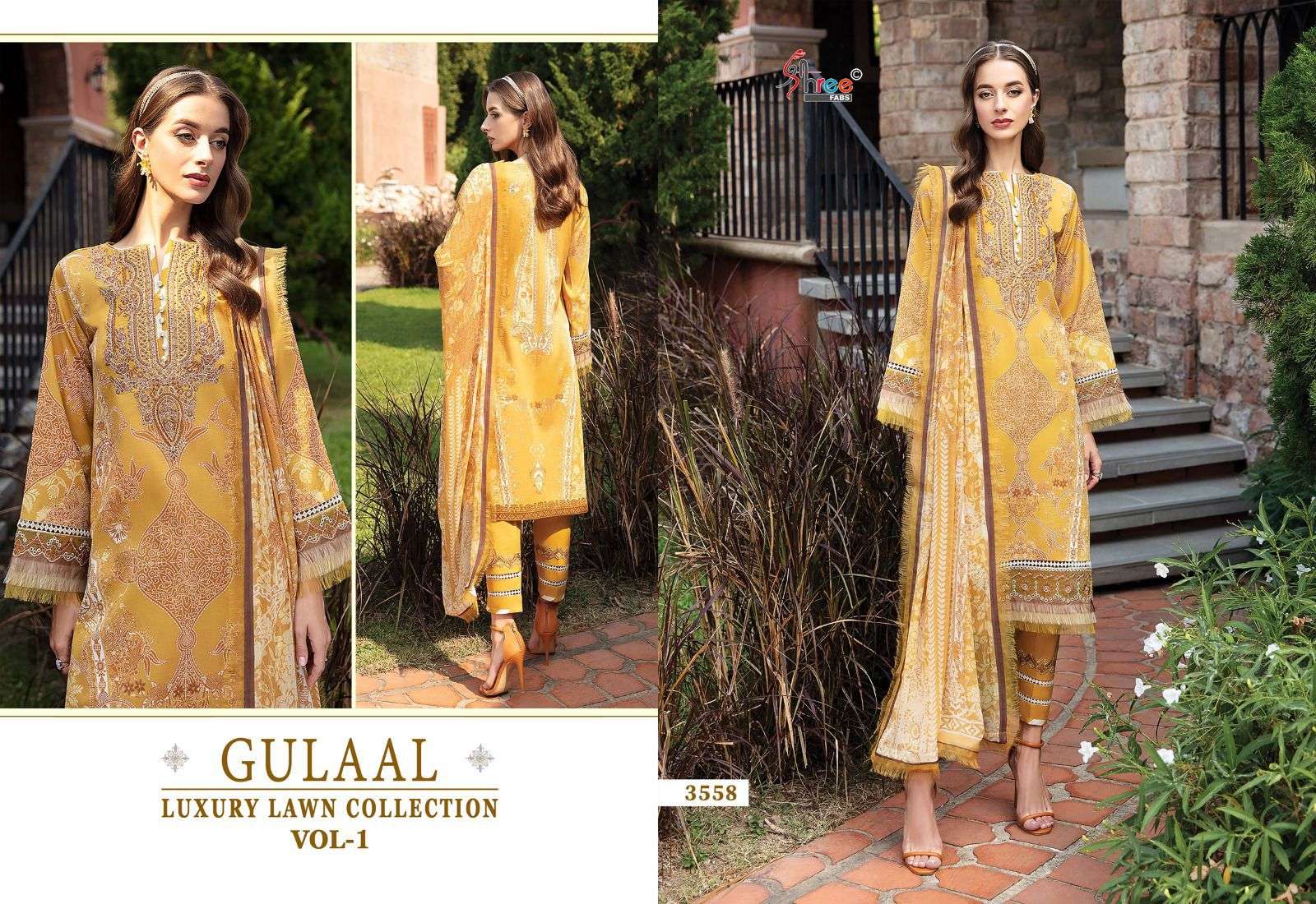 Shree Gulaal Luxury Lawn Vol 1 Cotton Dupatta Pakistani Suit Wholesale catalog