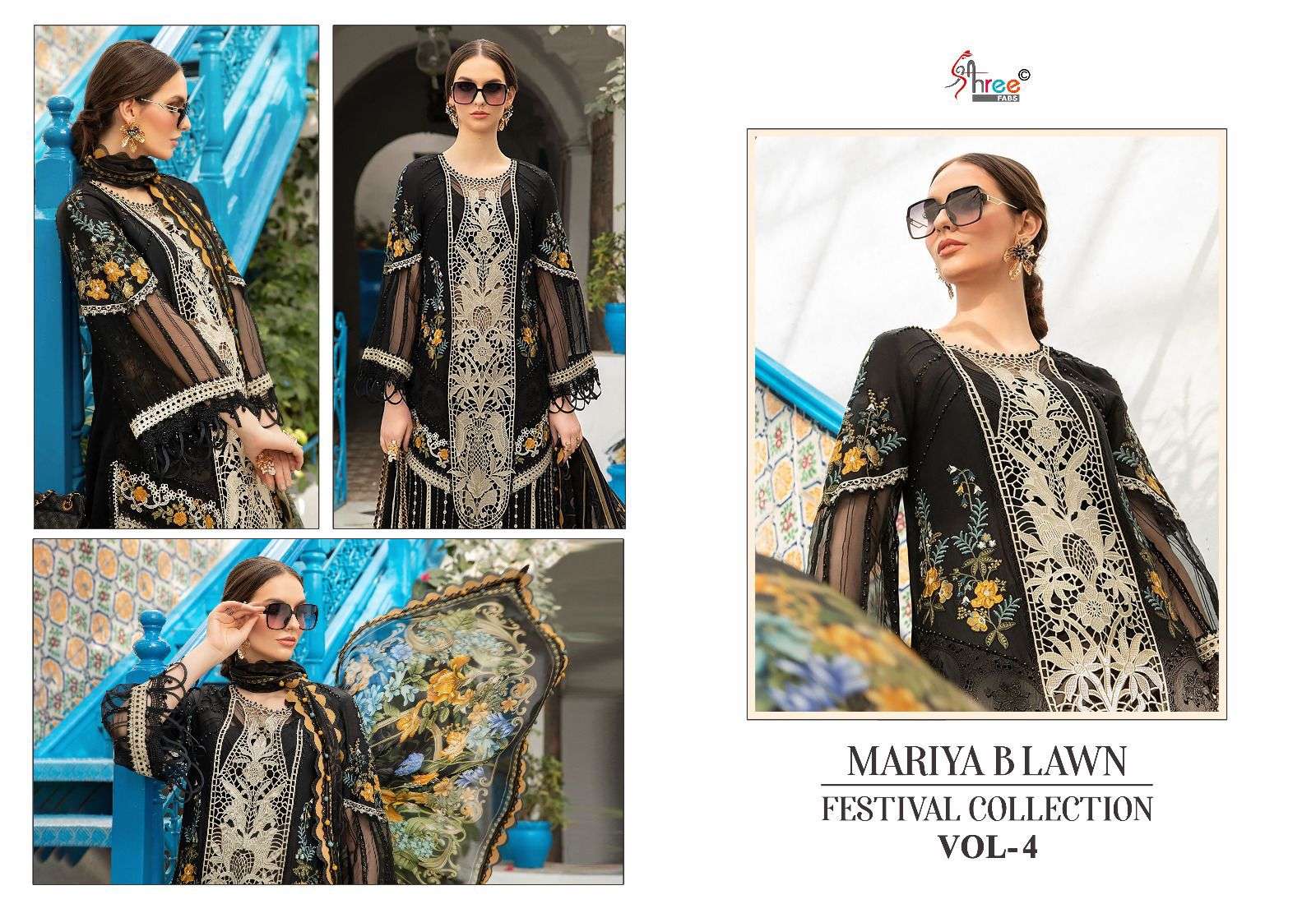 Shree Mariya B Lawn Festival Vol 4 Chiffon Dupatta Pakistani Suits Wholesale catalog