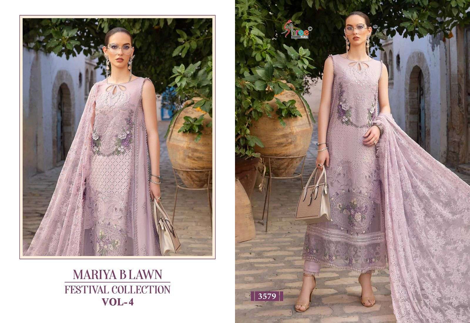 Shree Mariya B Lawn Festival Vol 4 Chiffon Dupatta Pakistani Suits Wholesale catalog
