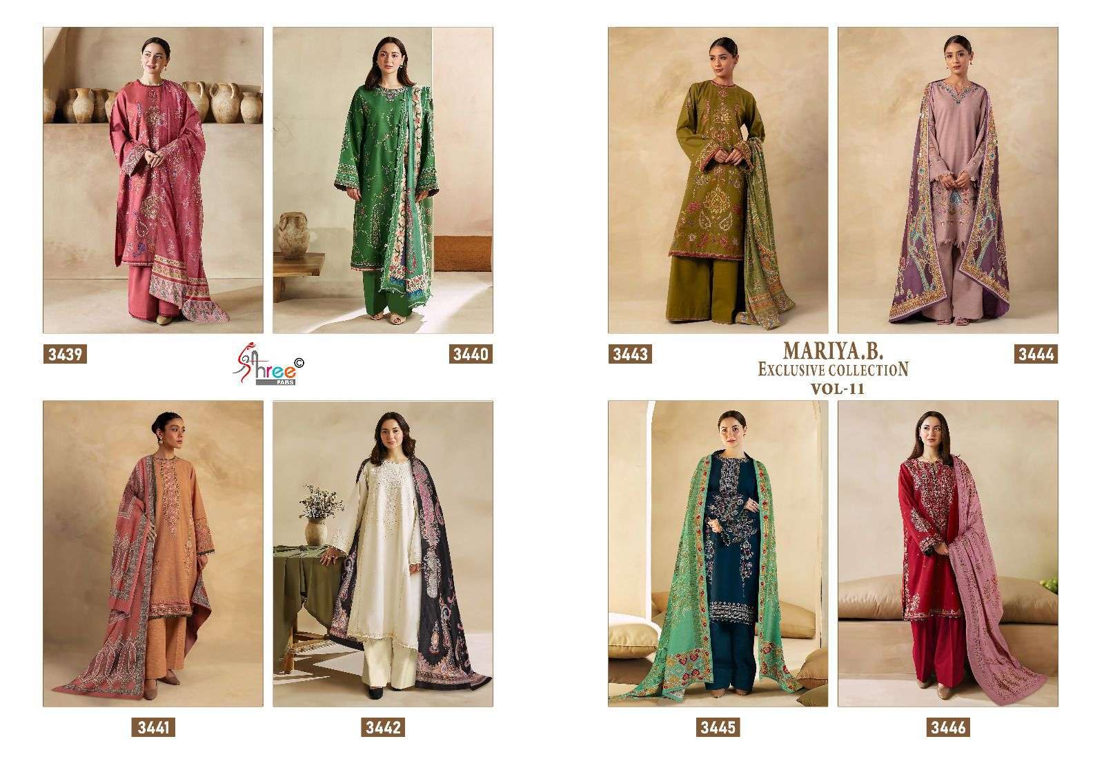 Shree Mariya B Vol 11 Chiffon Dupatta Pakistani Suit Wholesale catalog