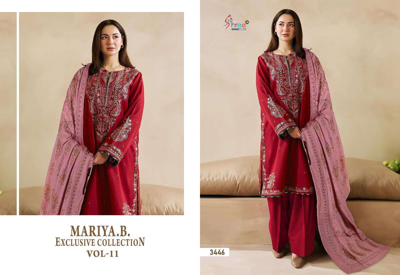 Shree Mariya B Vol 11 Chiffon Dupatta Pakistani Suit Wholesale catalog