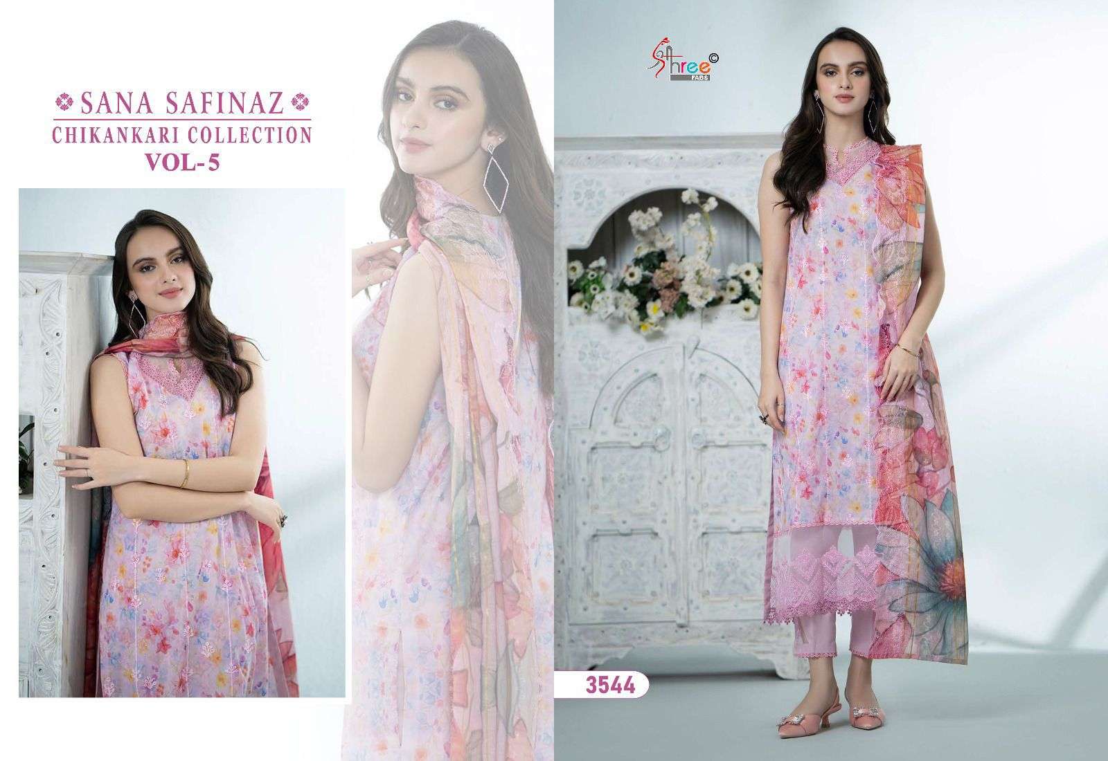 Shree Sana Safinaz Chikankari Vol 5 Cotton Dupatta Salwar Suit Wholesale catalog