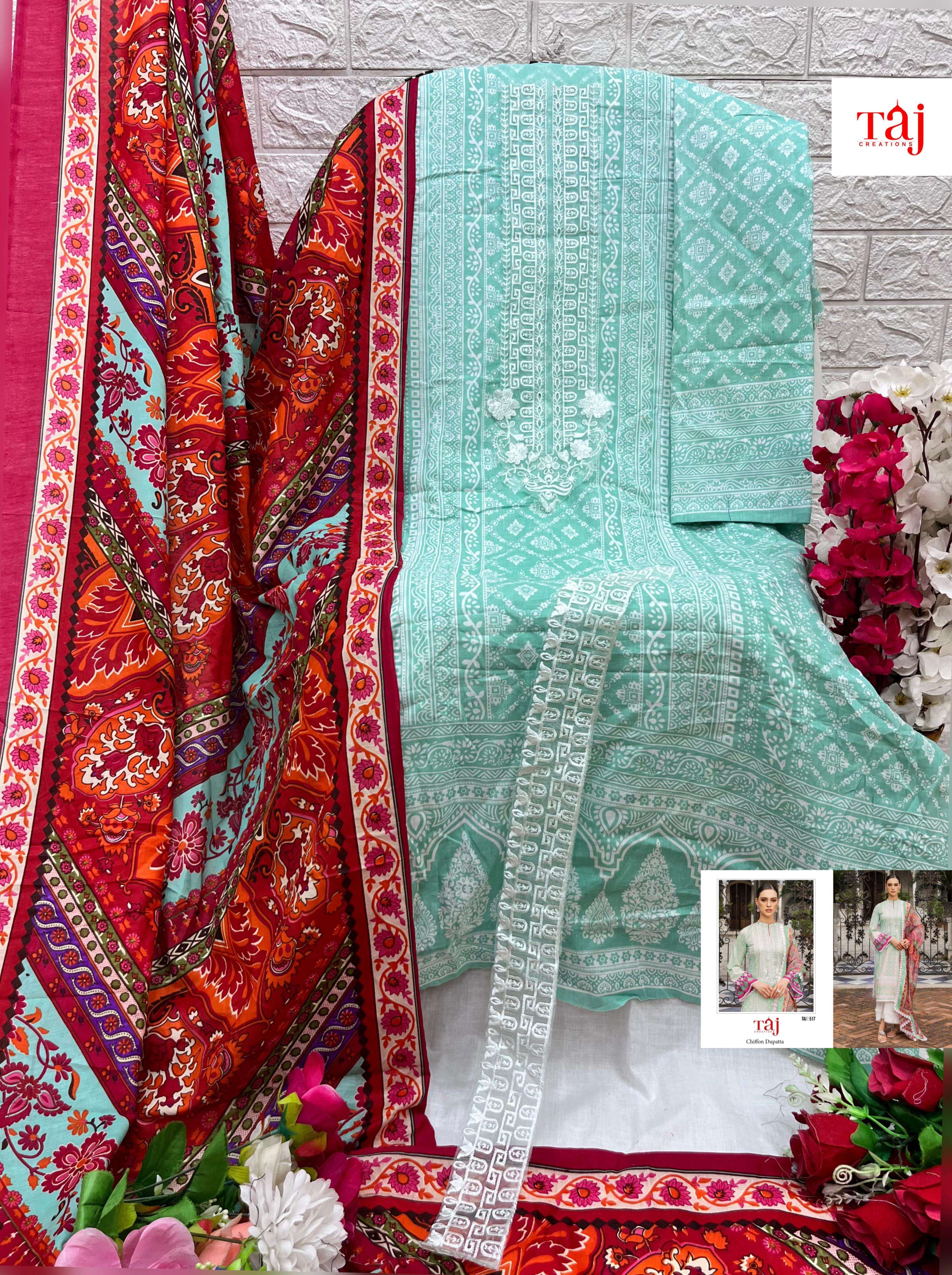 Taj 519 Chiffon Dupatta Hit Salwar Kameez Wholesale catalog