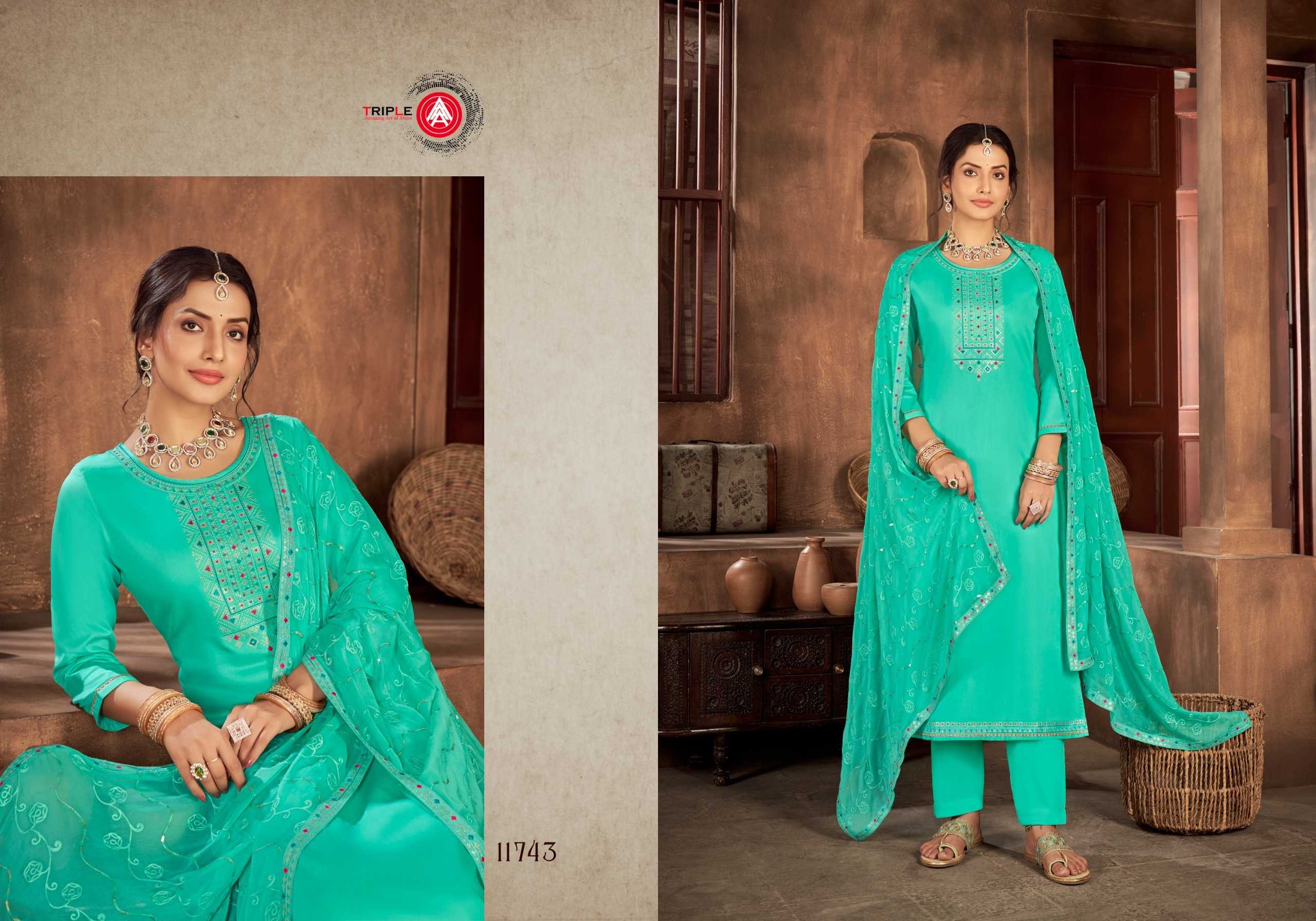 Triple Aaa Kaara Vol 8 Jam Silk Designer Salwar Kameez Wholesale catalog