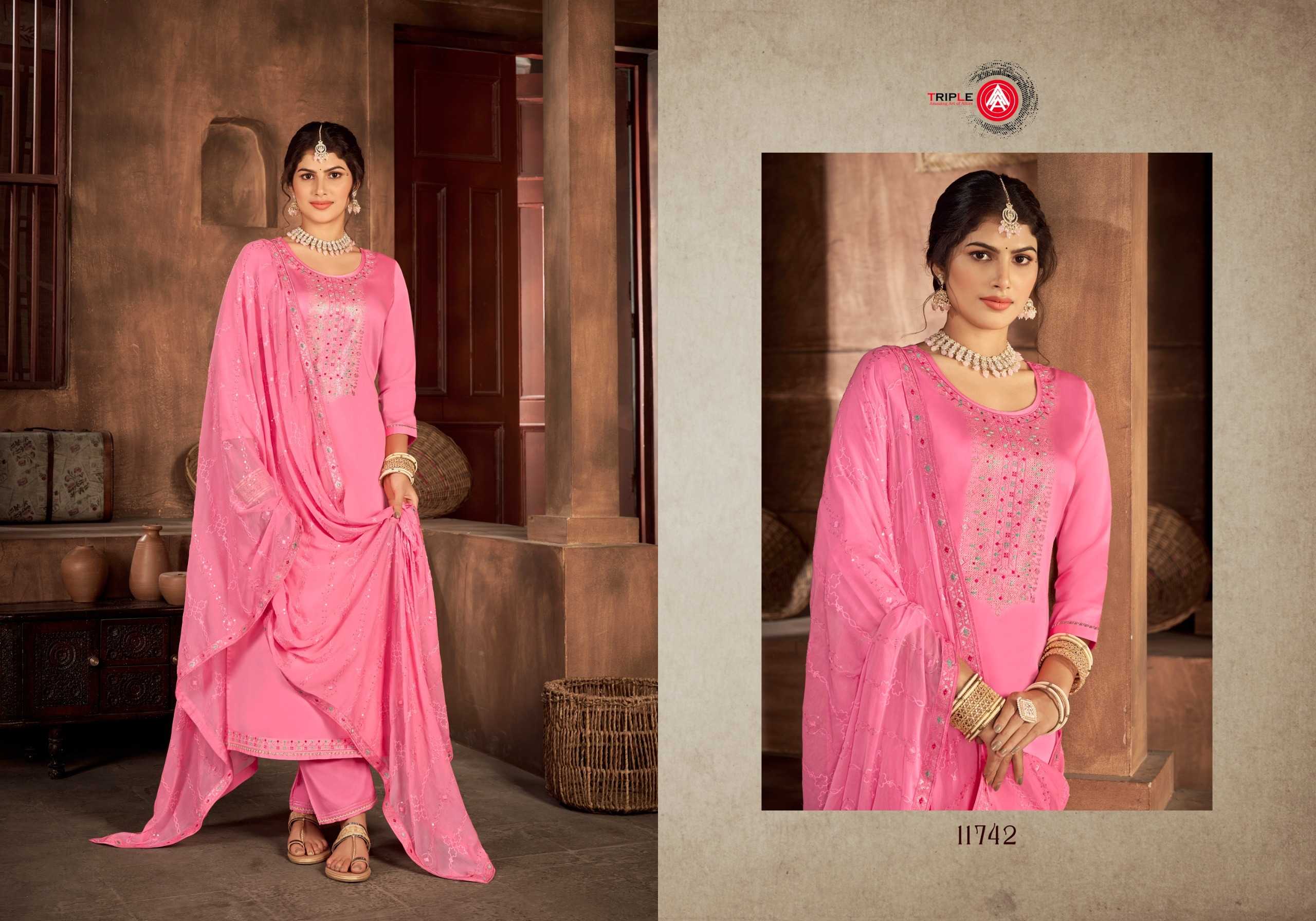 Triple Aaa Kaara Vol 8 Jam Silk Designer Salwar Kameez Wholesale catalog