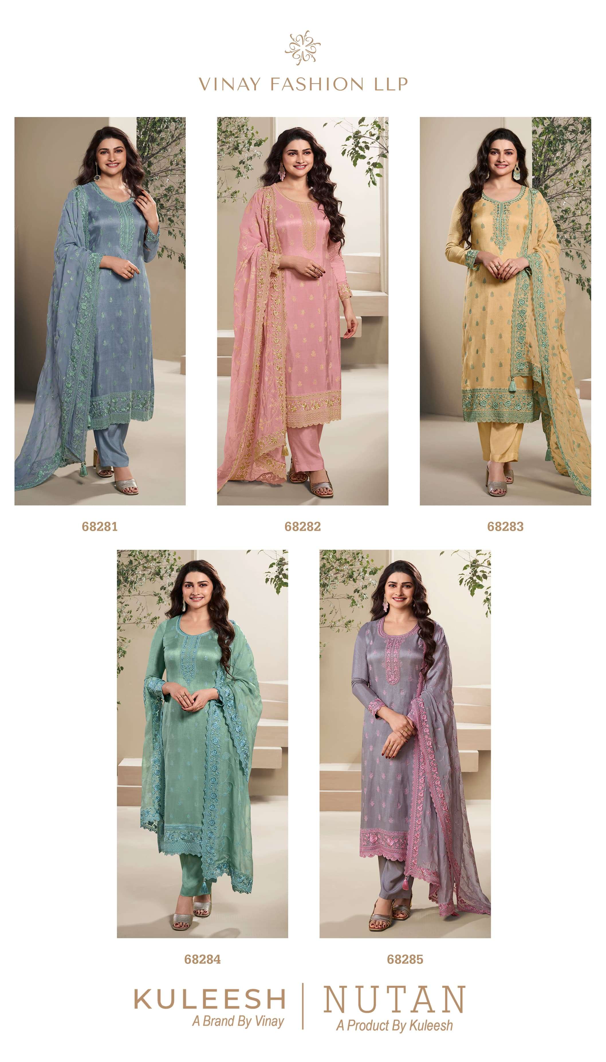 Vinay Kuleesh Nutan Dola Silk Salwar Kameez Wholesale catalog