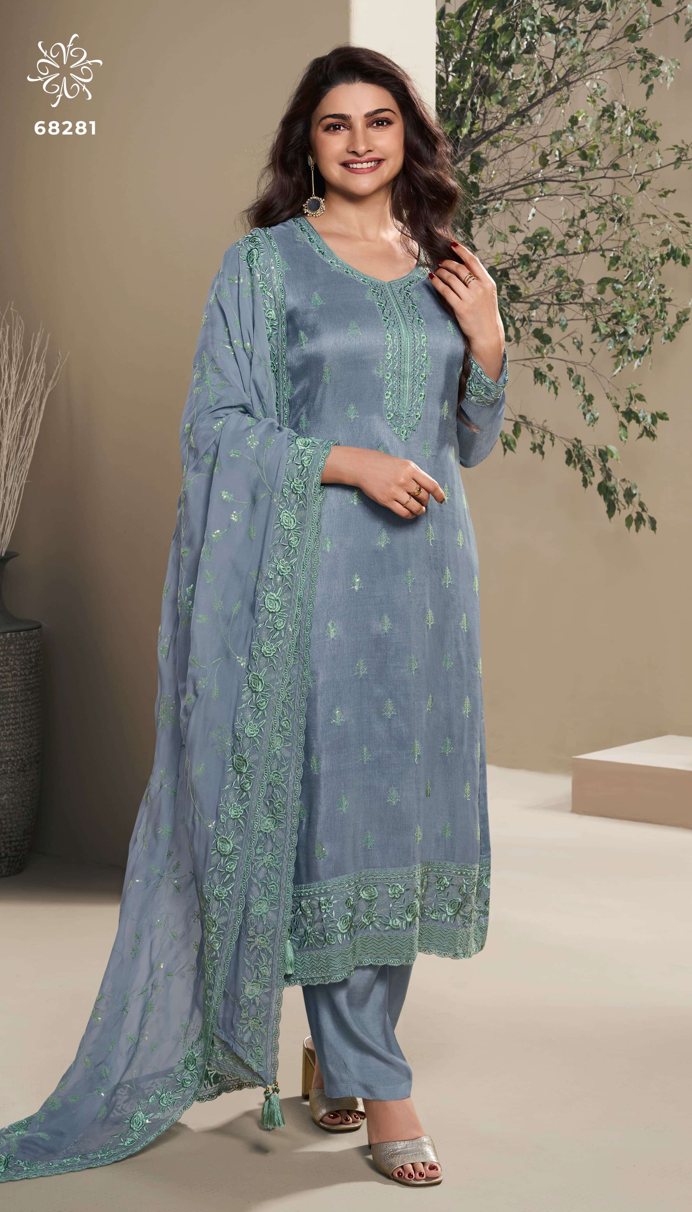 Vinay Kuleesh Nutan Dola Silk Salwar Kameez Wholesale catalog
