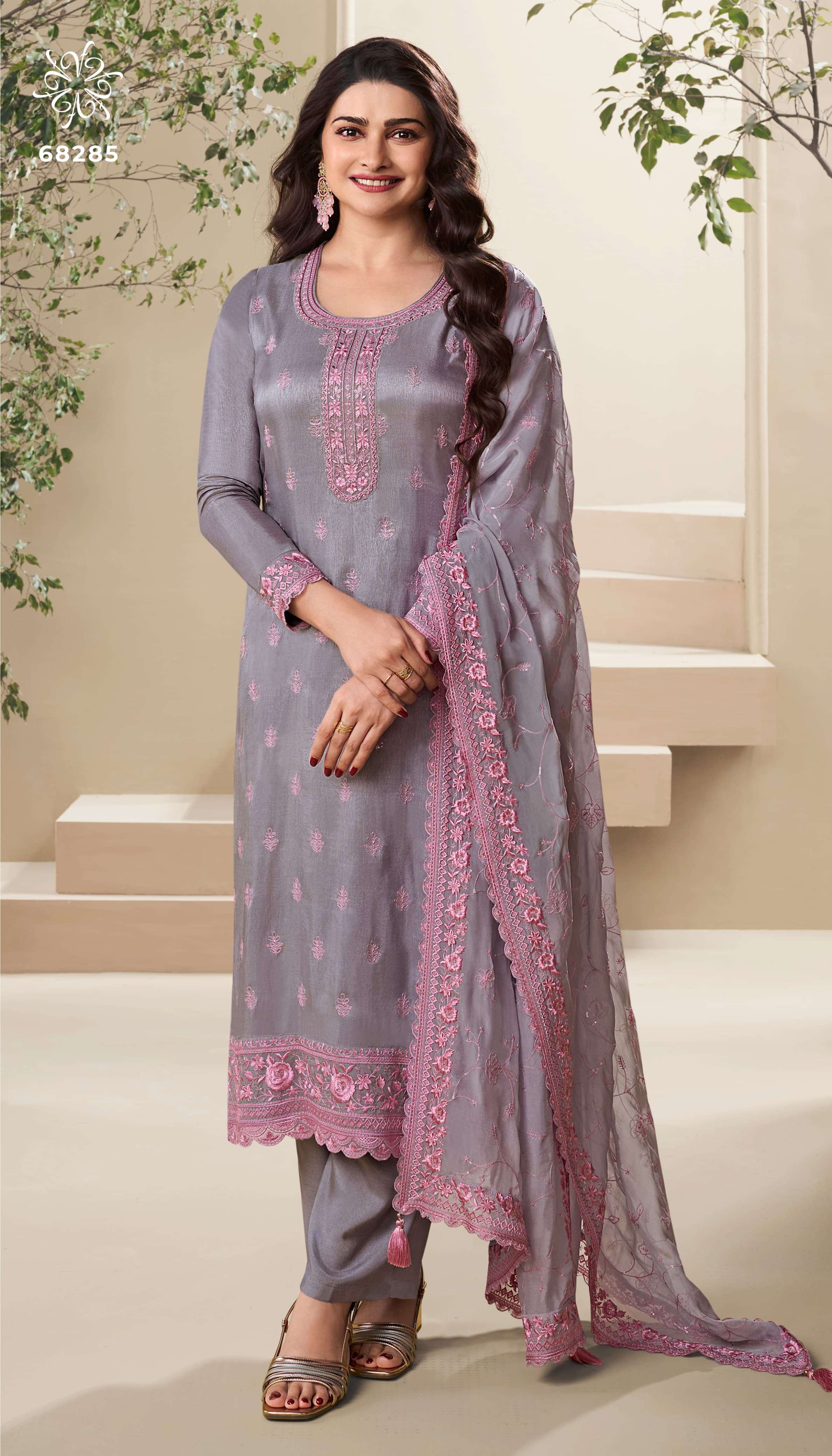 Vinay Kuleesh Nutan Dola Silk Salwar Kameez Wholesale catalog