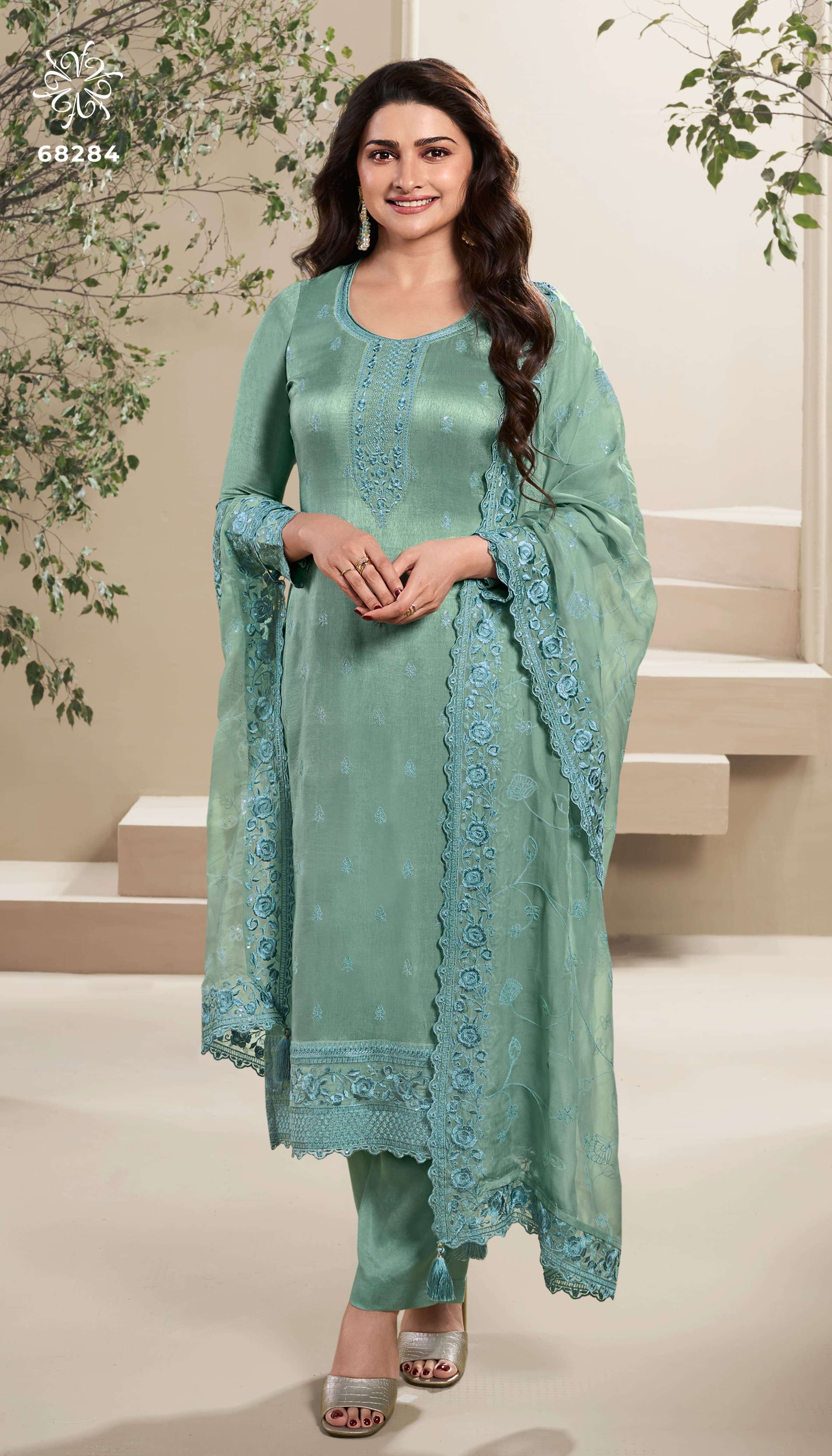 Vinay Kuleesh Nutan Dola Silk Salwar Kameez Wholesale catalog