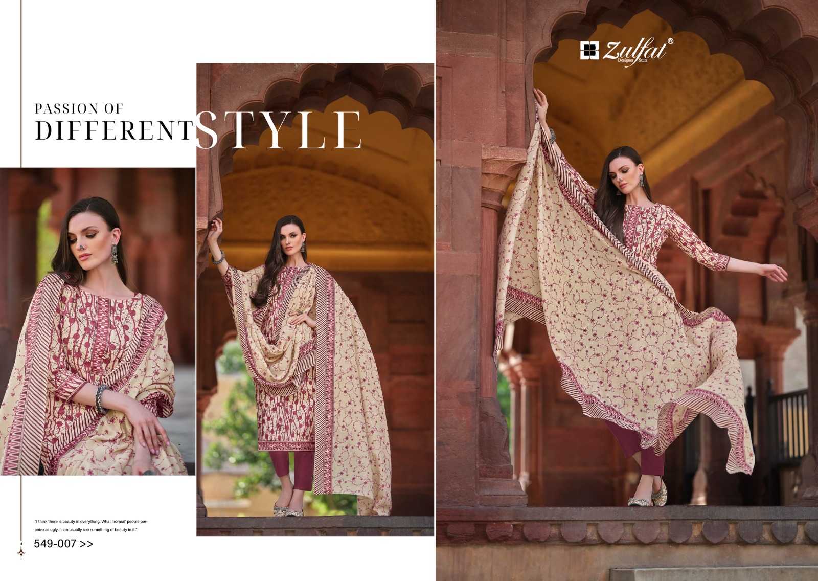 Zulfat Nazrana 549 Exclusive Designer Printed Dress Material Wholesale catalog