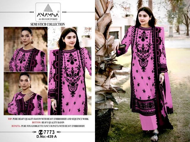 Anamsa 439 A To D Rayon Embroidered Salwar Kameez Wholesale catalog