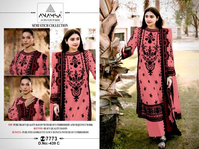 Anamsa 439 A To D Rayon Embroidered Salwar Kameez Wholesale catalog