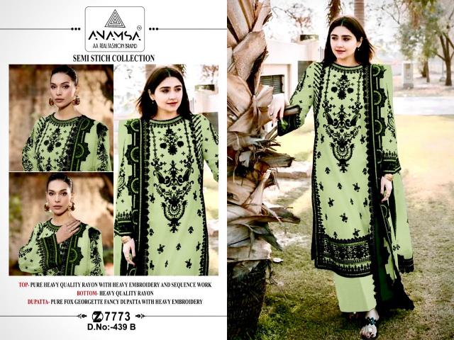 Anamsa 439 A To D Rayon Embroidered Salwar Kameez Wholesale catalog