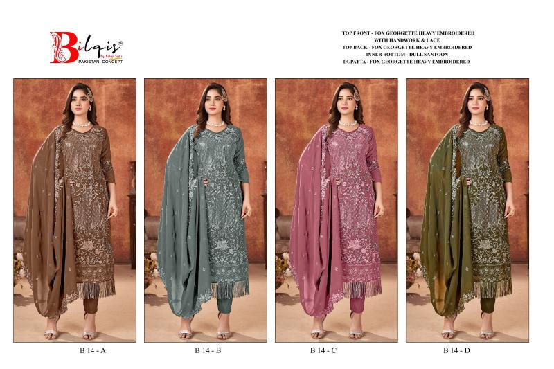 Bilqis B 14 A To D Georgette Salwar Kameez Wholesale catalog