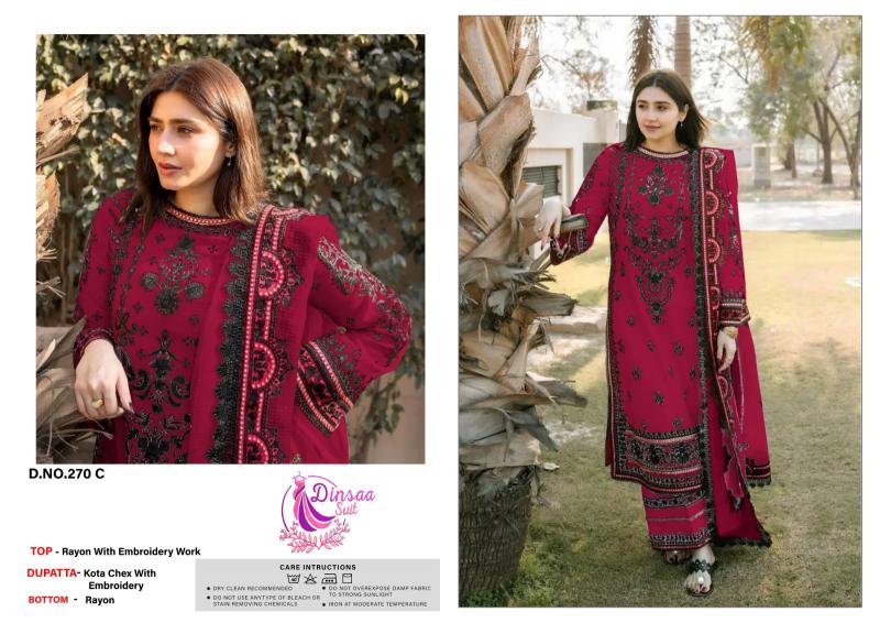 Dinsaa 270 A To D Embroidered Salwar Kameez Wholesale catalog