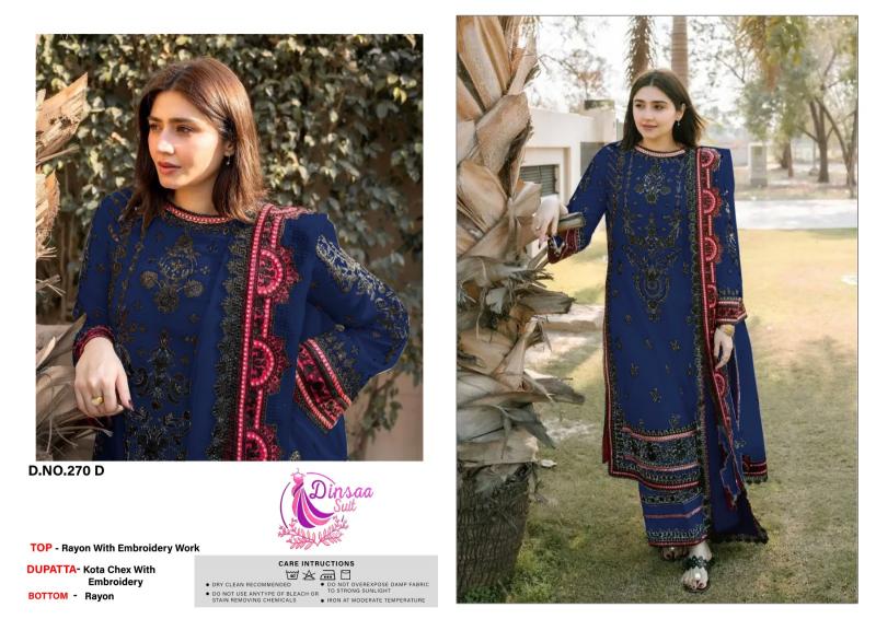 Dinsaa 270 A To D Embroidered Salwar Kameez Wholesale catalog