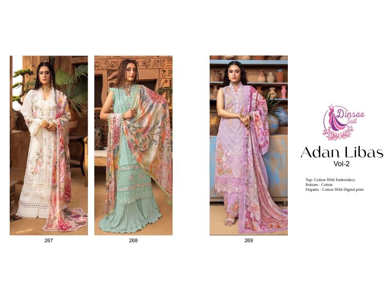 Dinsaa Adan Libas Vol 2 Embroidered Pakistani Suit Wholesale catalog