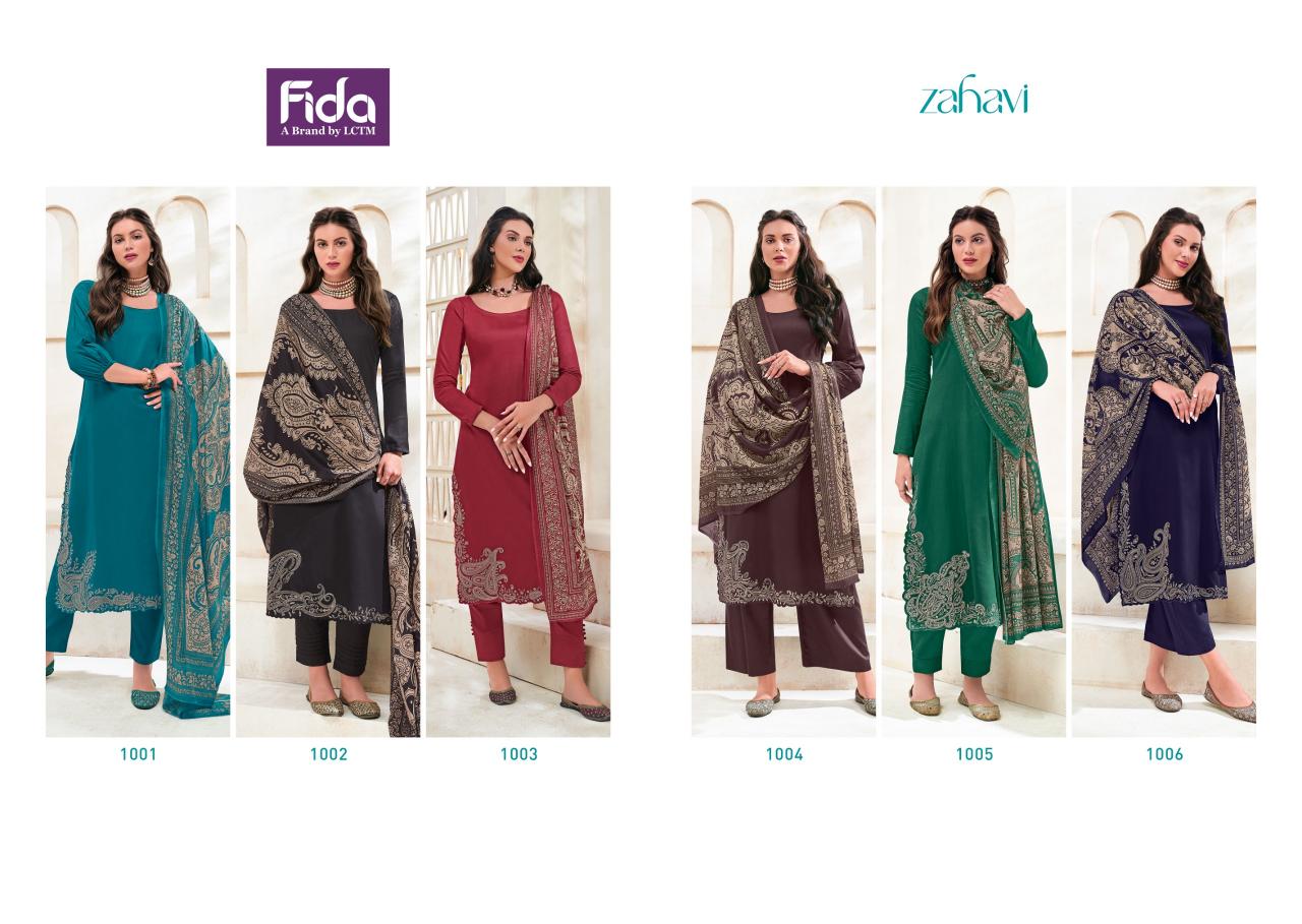 Fida Zahavi Cotton Embroidered Dress Material Wholesale catalog